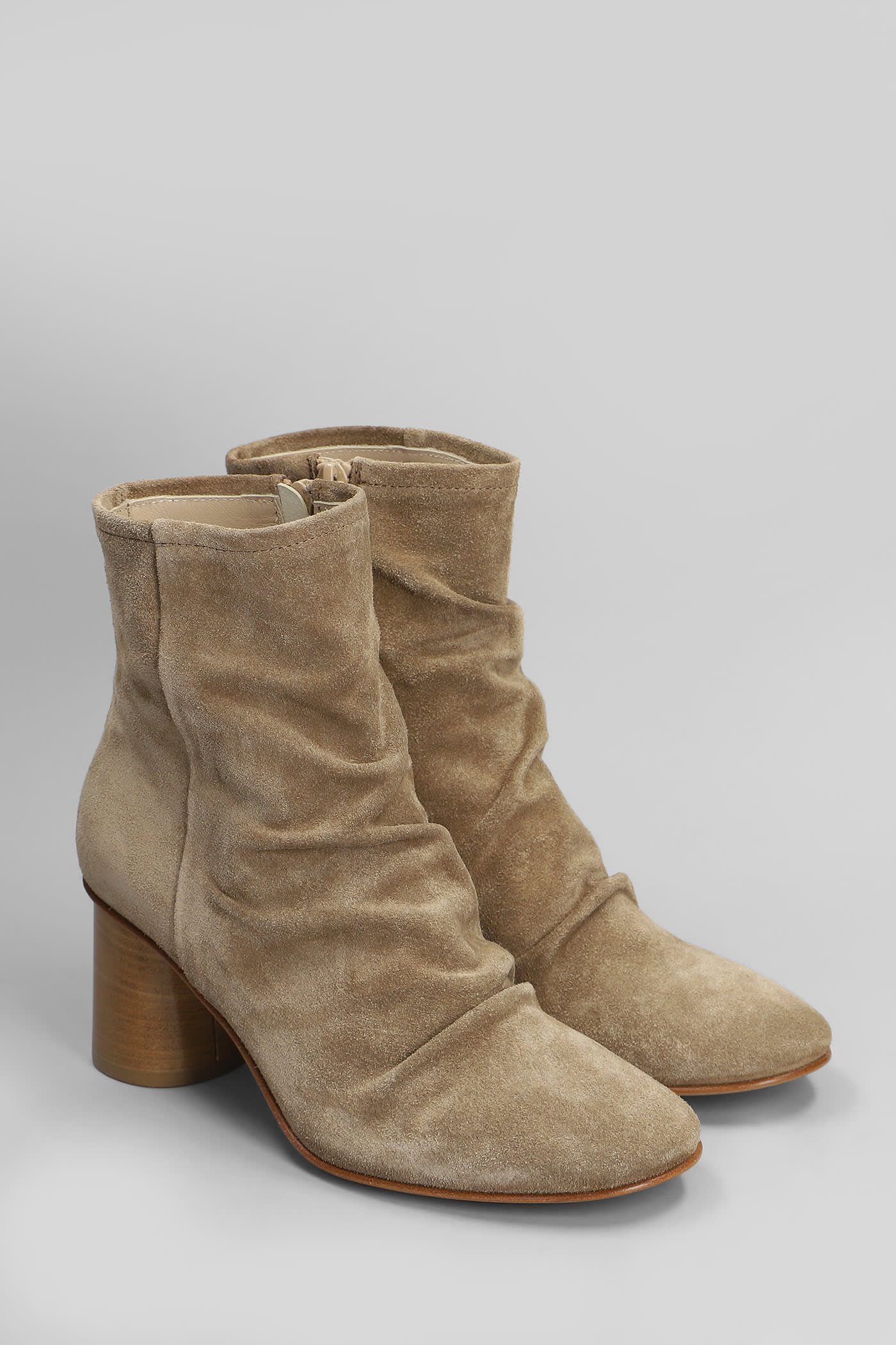 Elena Iachi High Heels Ankle Boots In Camel Suede In Camel