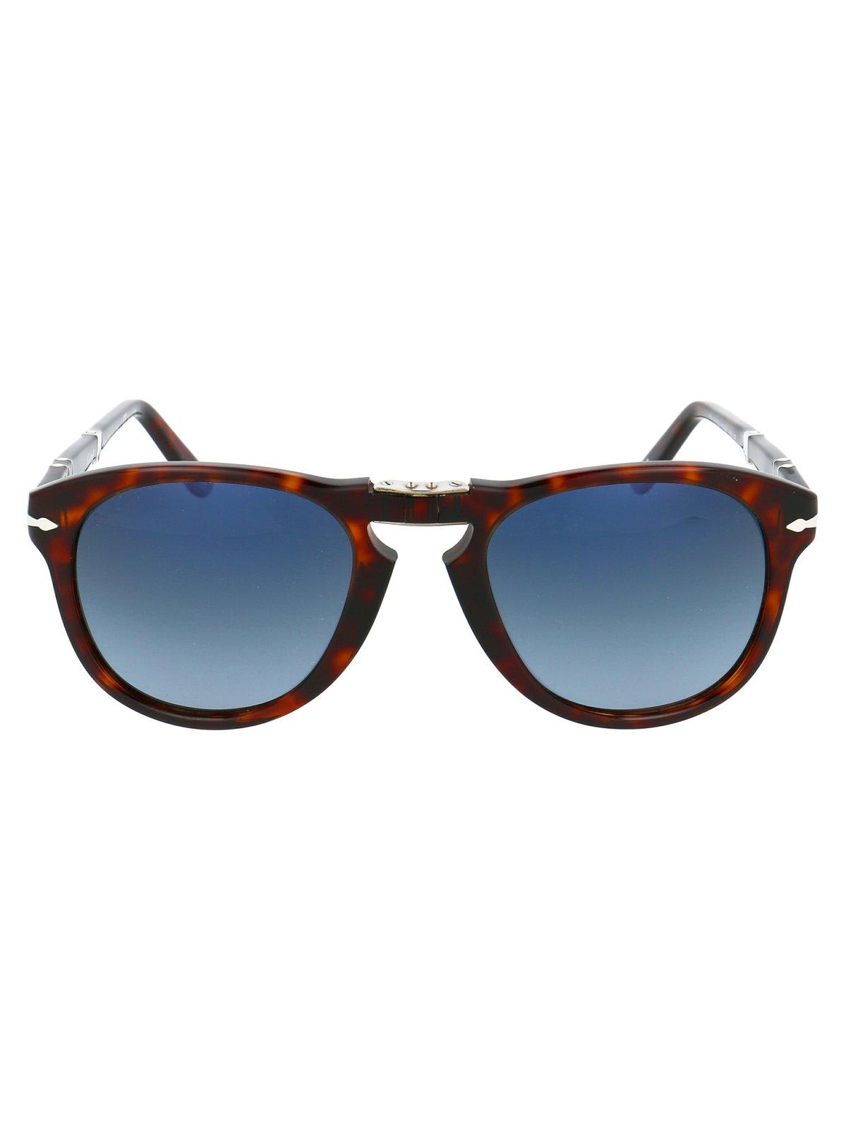 Shop Persol 714 Round Frame Folding Sunglasses In 24/s3