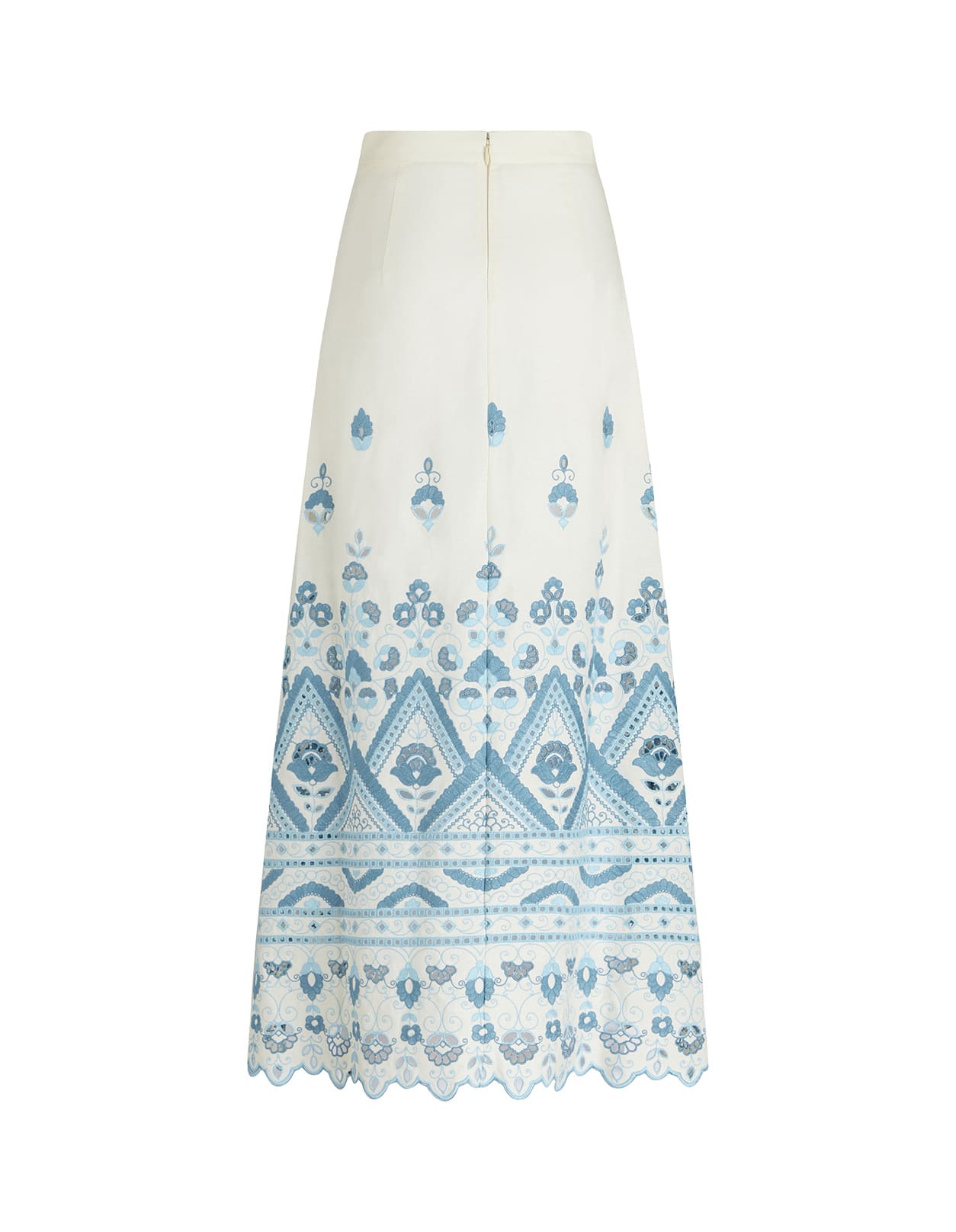 Shop Etro Long White Skirt With Embroidery