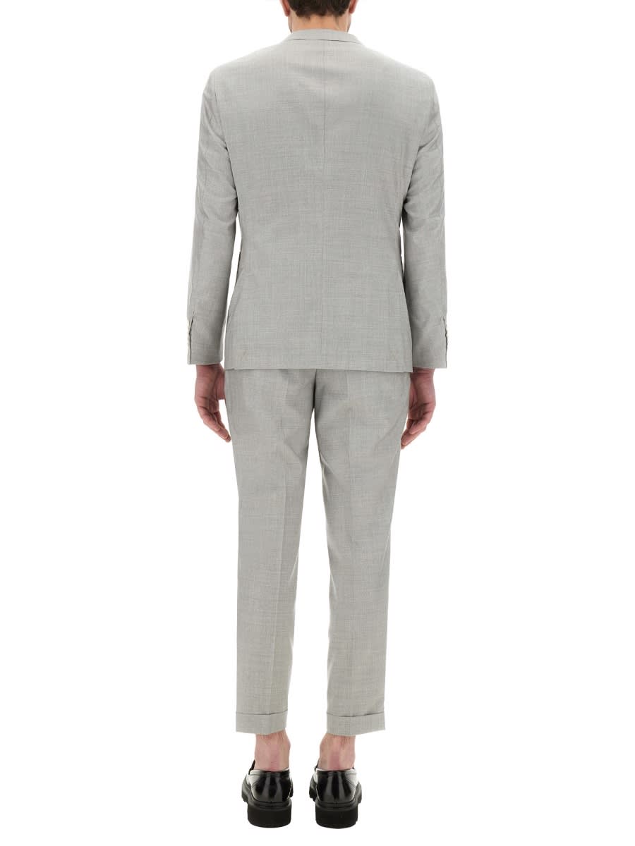 Hugo Boss Slim-fit Suit In Micro-patterned Wool And Silk In Gray