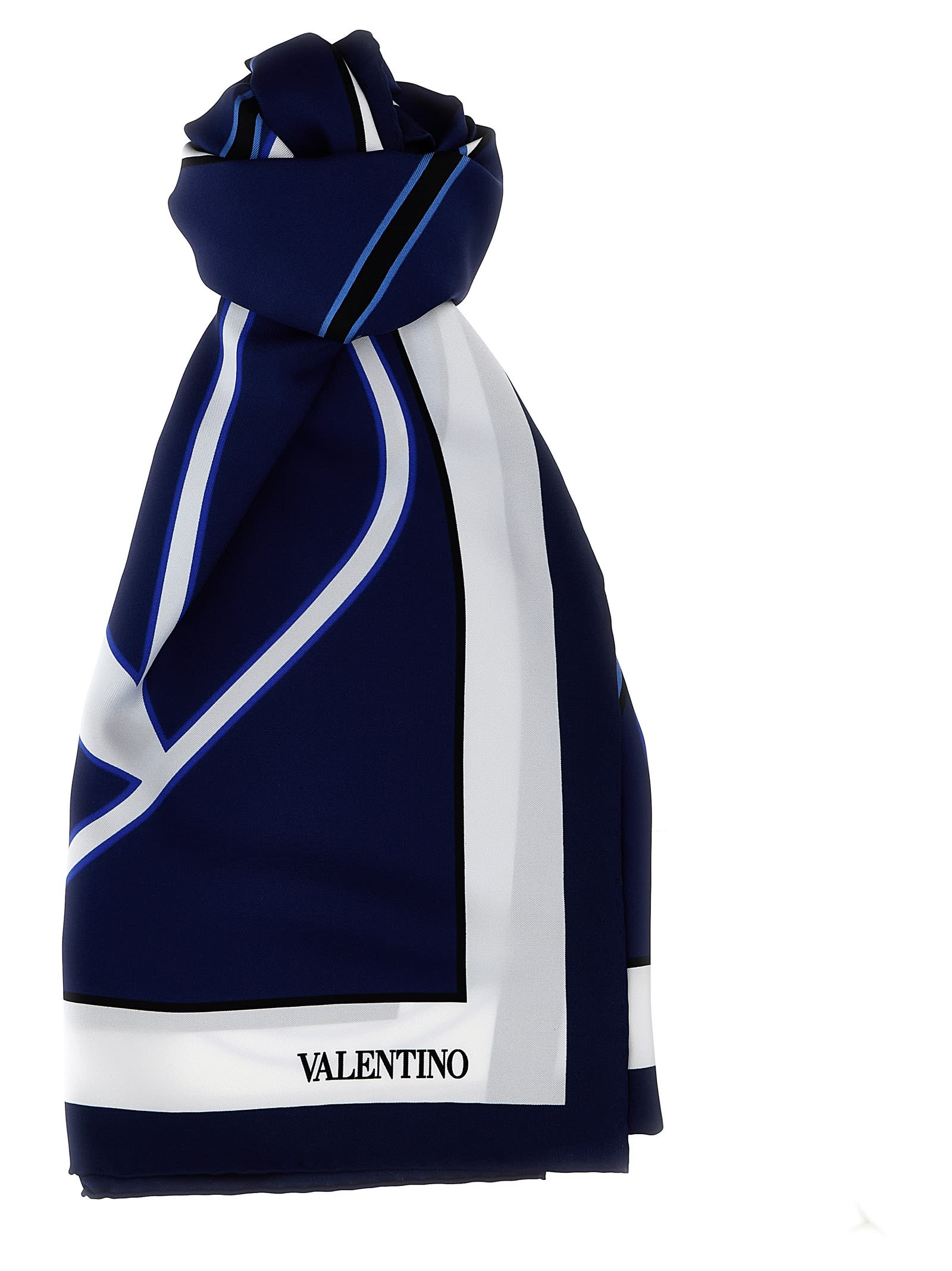 Valentino Garavani Vlogo Signature Scarf In Blue