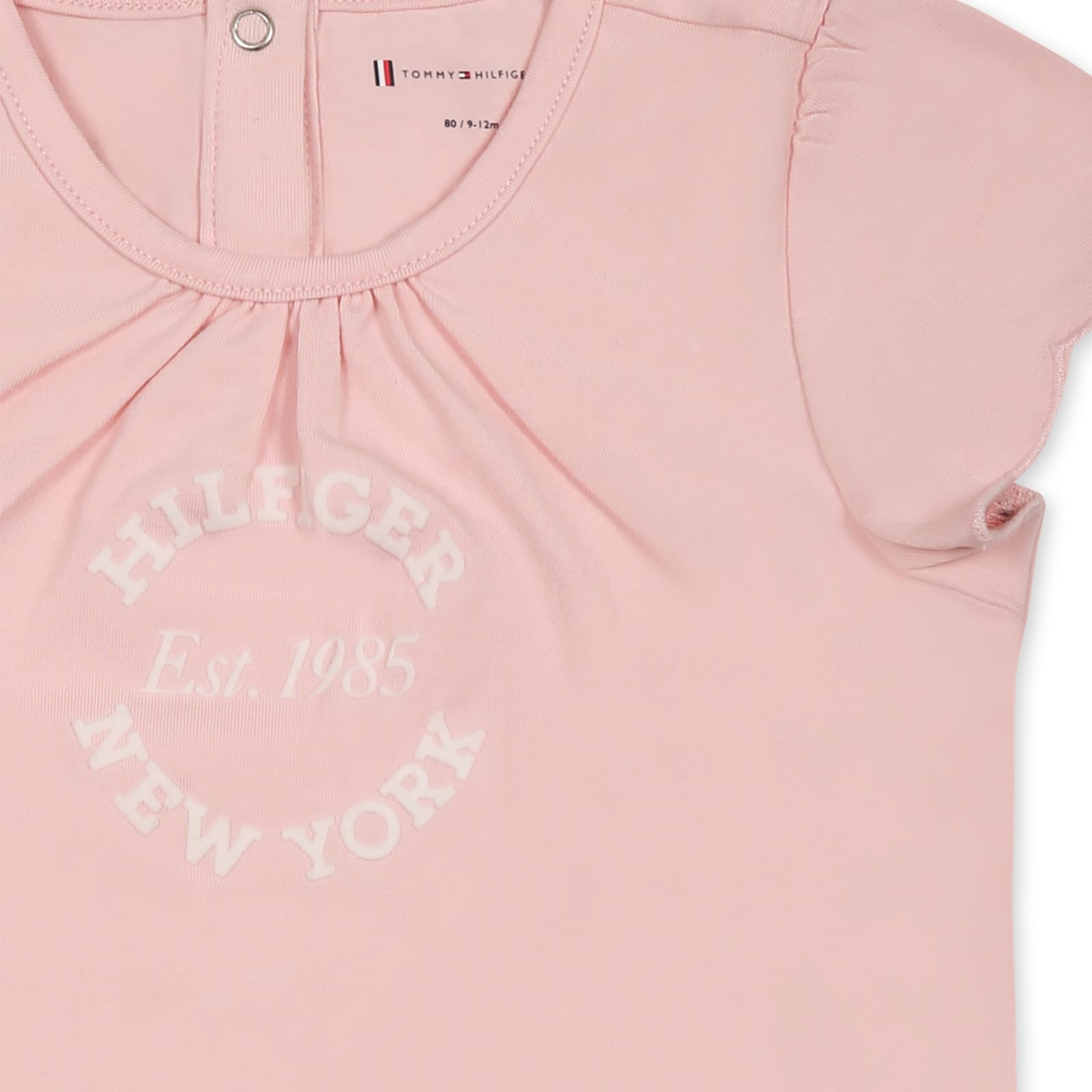 Tommy Hilfiger Pink T-shirt For Baby Girl With Iconic Flag In Pink
