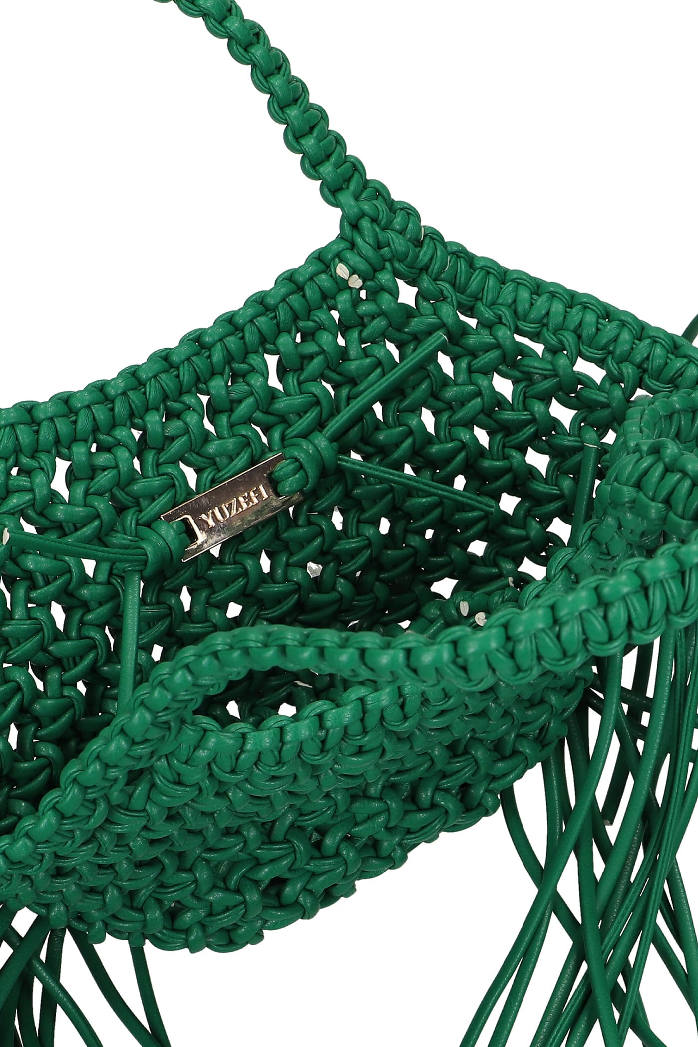 YUZEFI MINI WOVEN BASKET HAND BAG IN GREEN POLYESTER