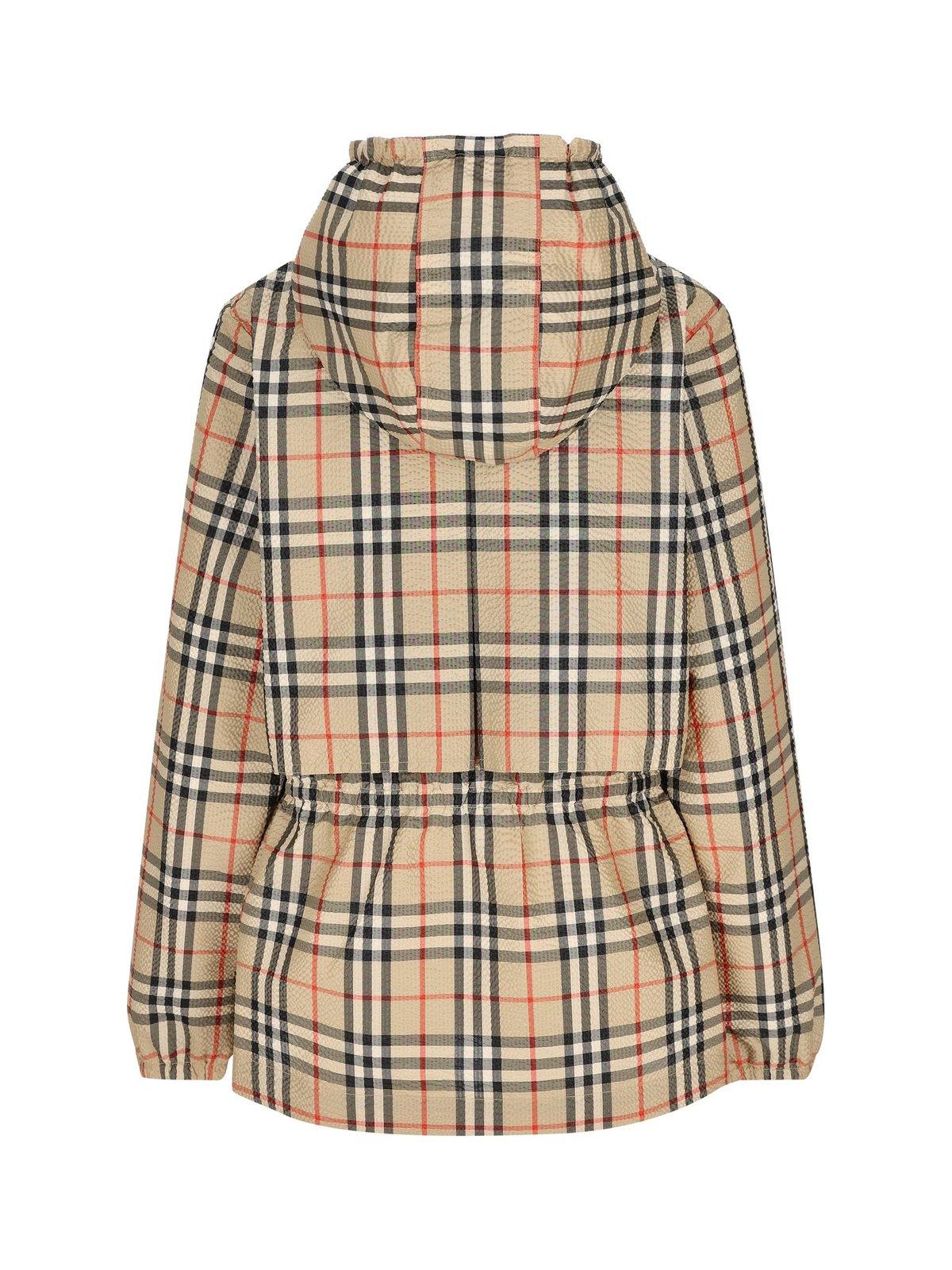 Shop Burberry Vintage Check Hooded Zipped Jacket