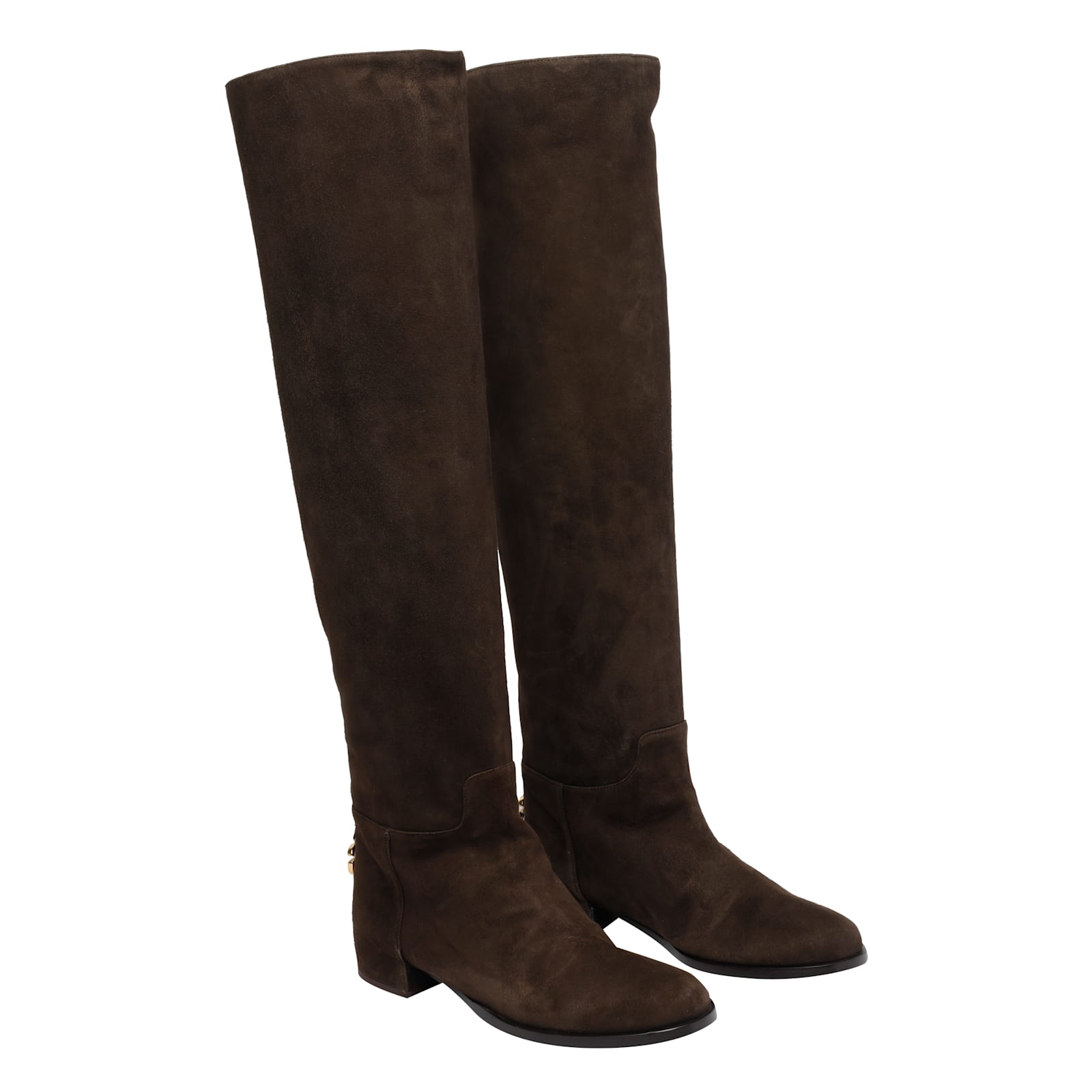 Dolce & Gabbana Stivali Al Ginocchio In Pelle Scamosciata In Brown