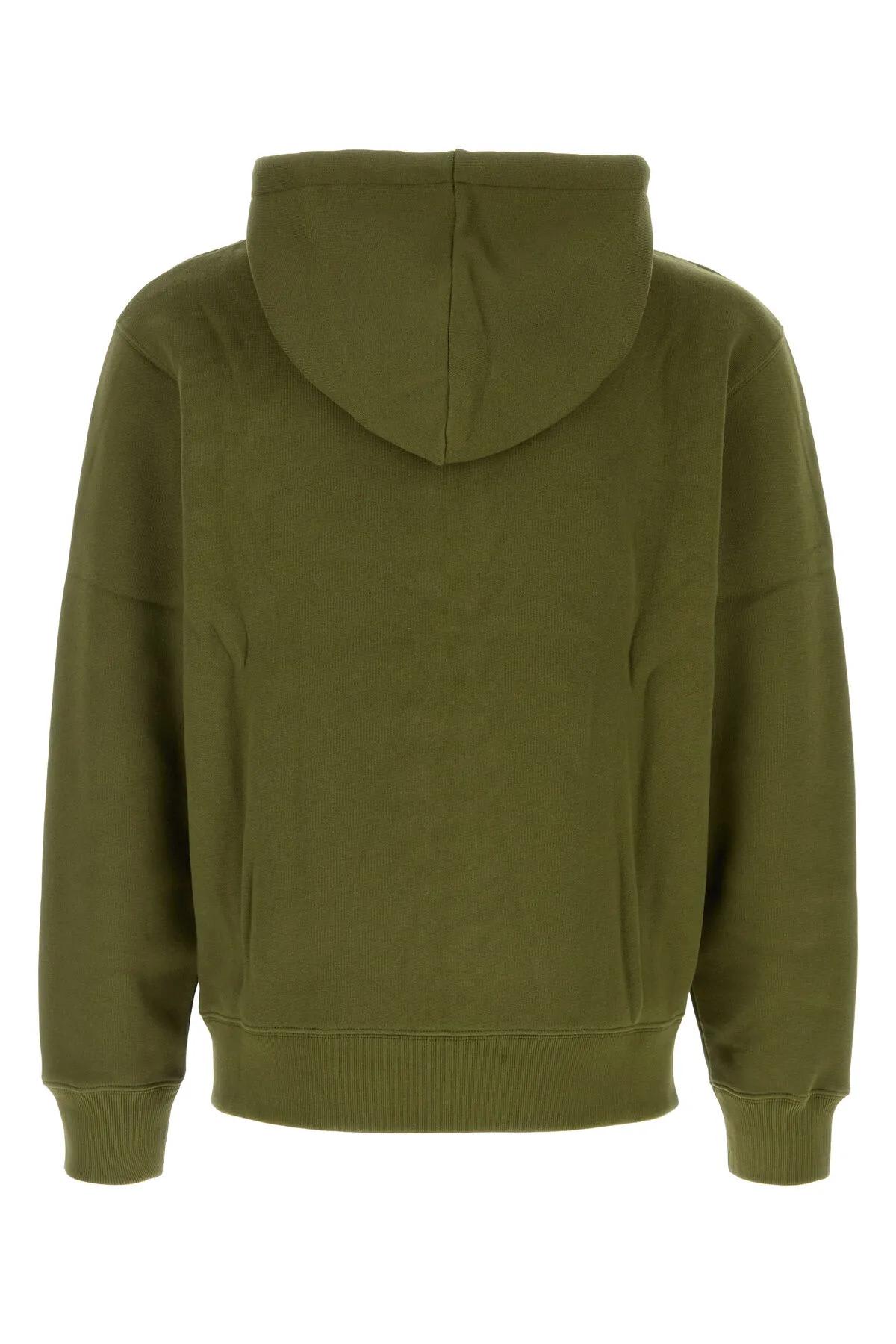 Shop Maison Kitsuné Olive Green Cotton Sweatshirt In Military Green