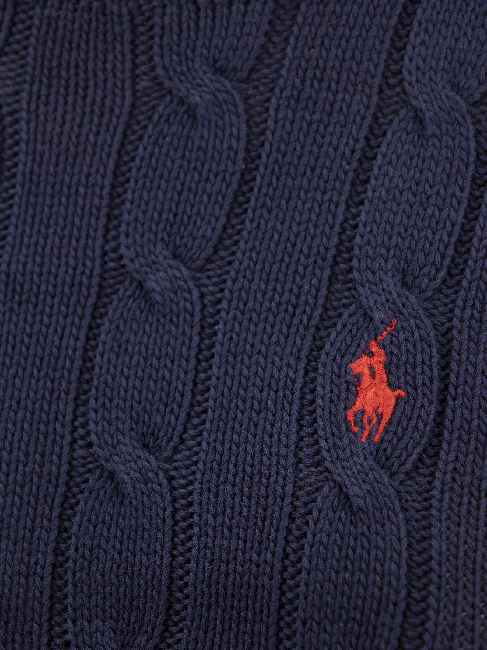 Shop Polo Ralph Lauren Slim-fit Cable Knit In Navy Blue