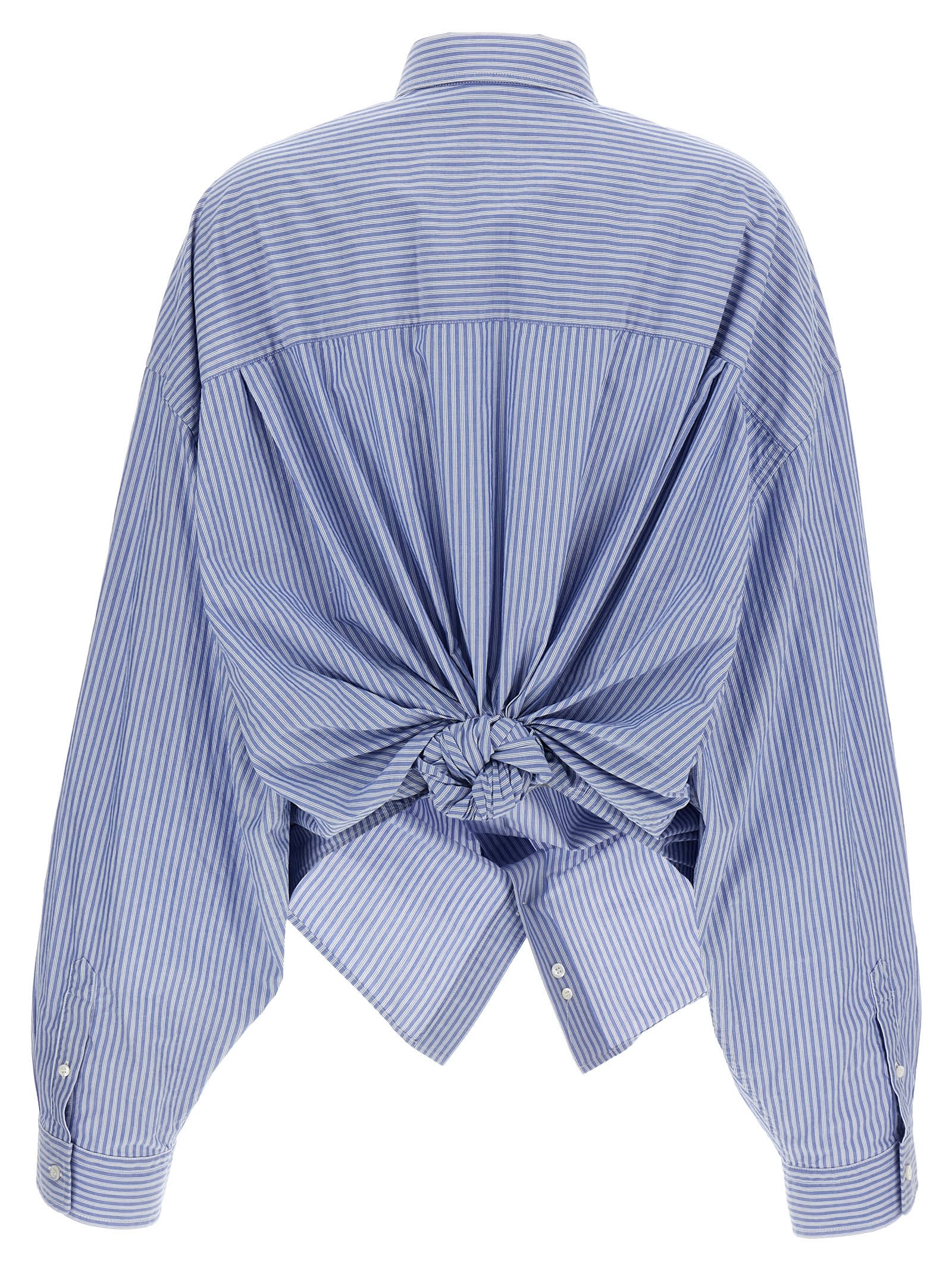 Shop Balenciaga L/s Knotted Shirt In Light Blue