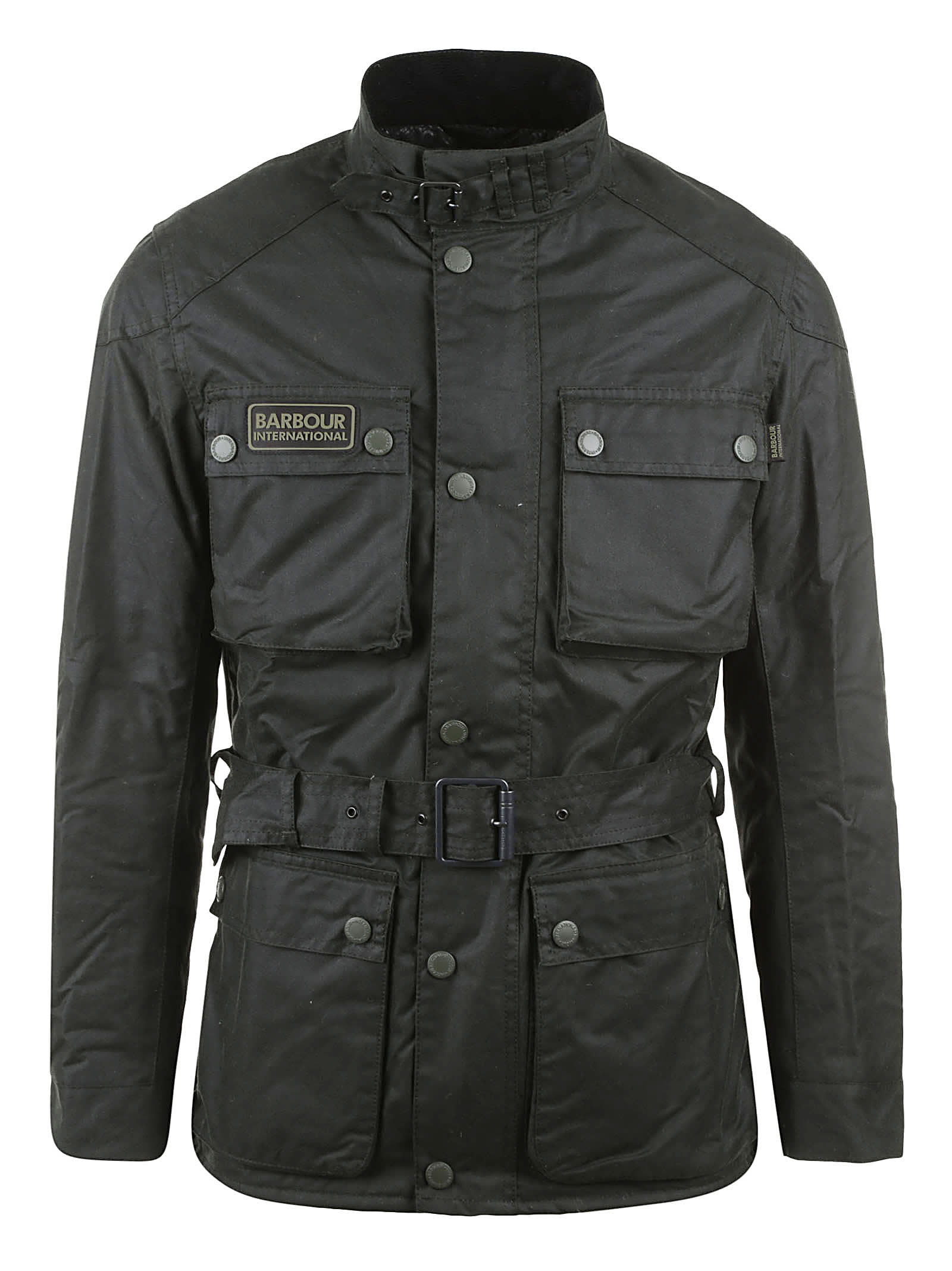 Barbour Multi-pocket Buttoned Belted Jacket