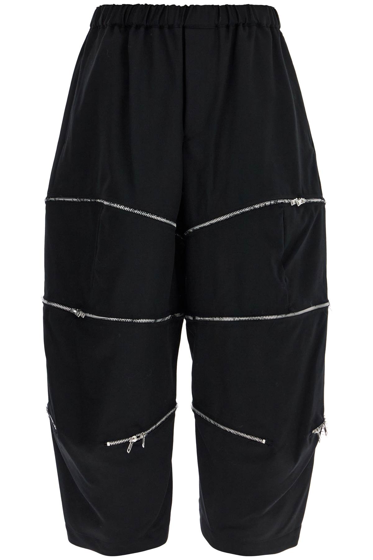 Black Comme des Garçons Cropped Pants With Zip Openings.