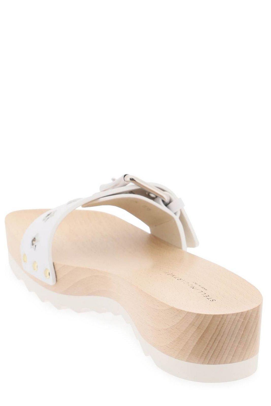 Shop Stella Mccartney Elyse Buckle-detailed Sandals In White (beige)