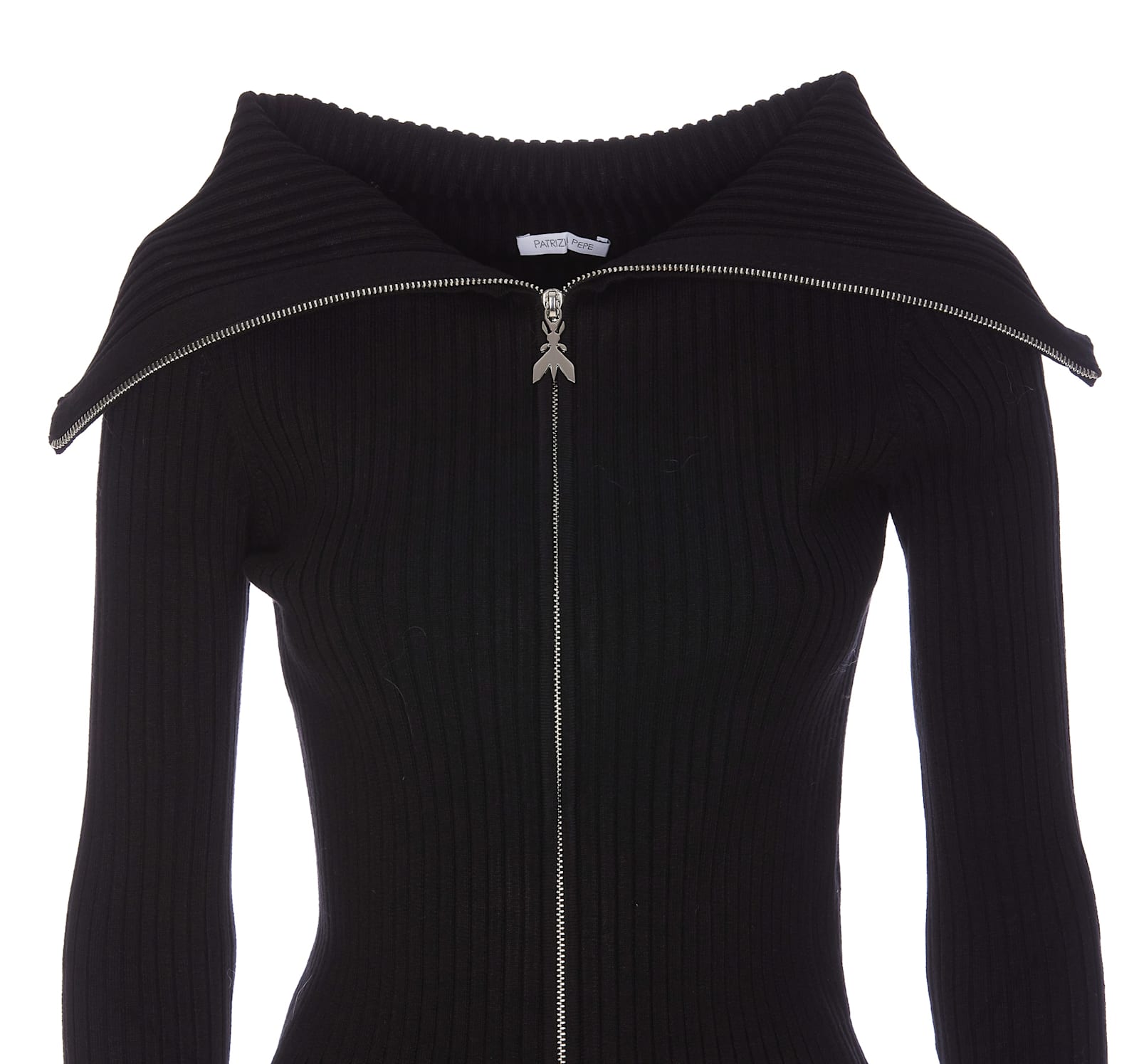 Shop Patrizia Pepe Zip Sweater In Black