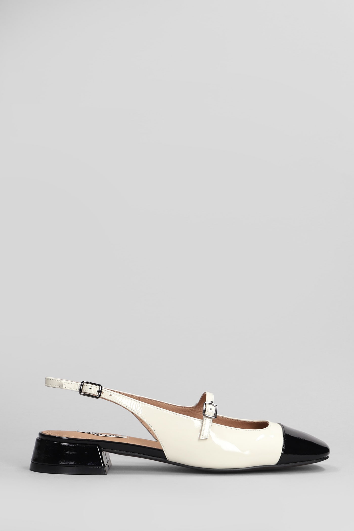 Daniella Slingbac 25 Ballet Flats In White Patent Leather