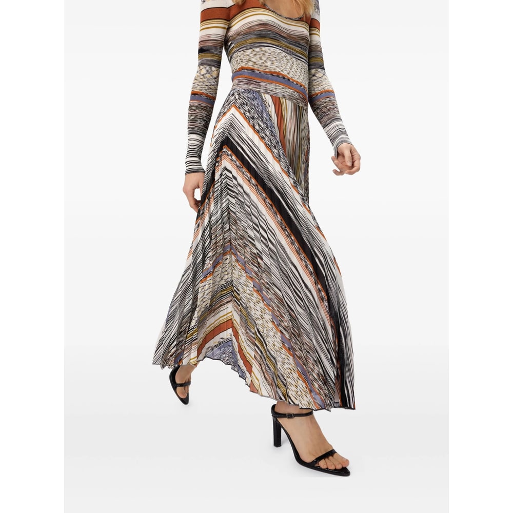 Missoni Langes Kleid Mit Plissiertem Rock Und Streifen In Multi