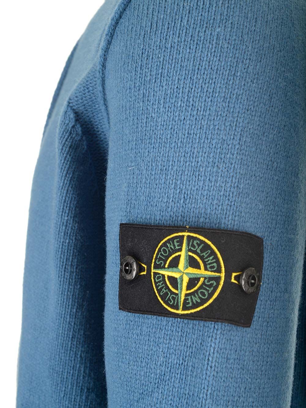 Shop Stone Island Wool Cardigan In Light Blue