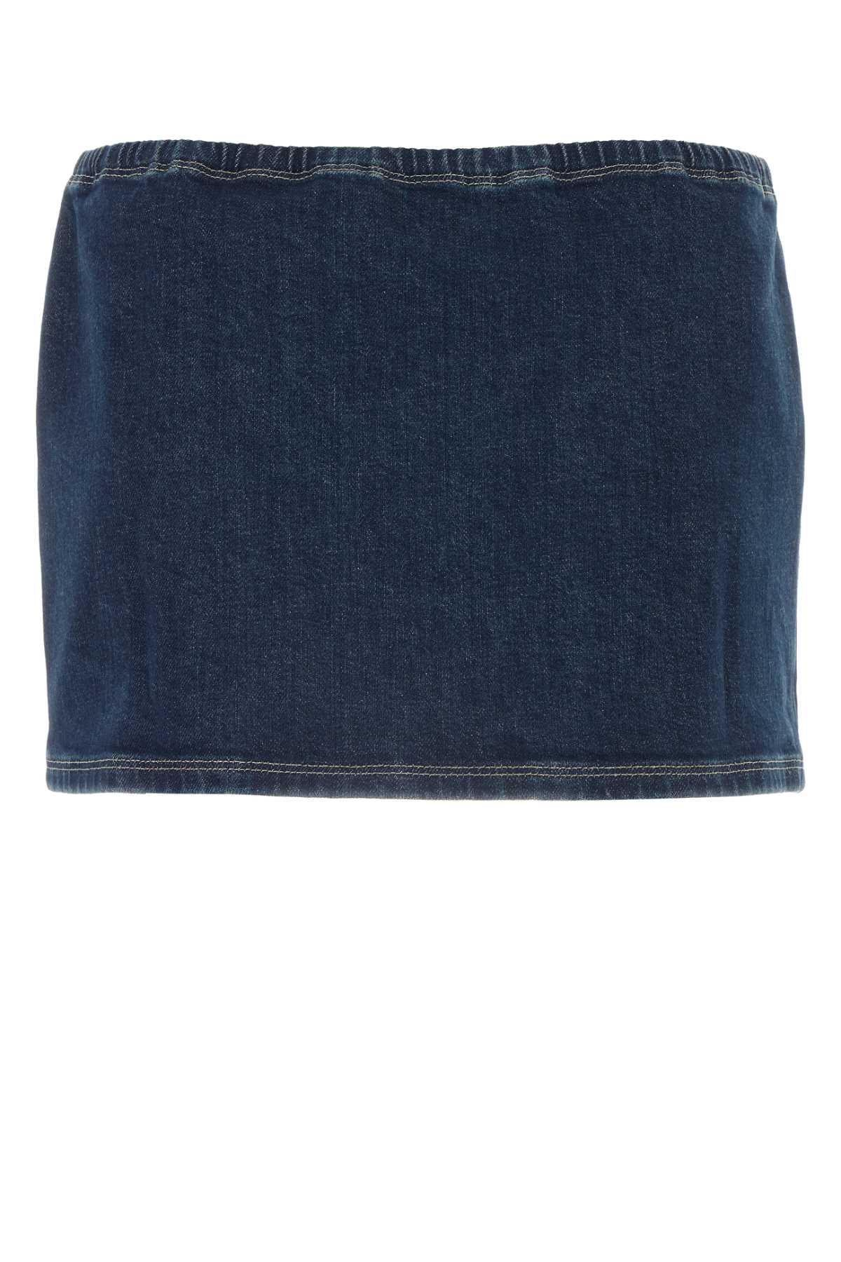 Shop Miu Miu Stretch Denim Mini Skirt In Bleu