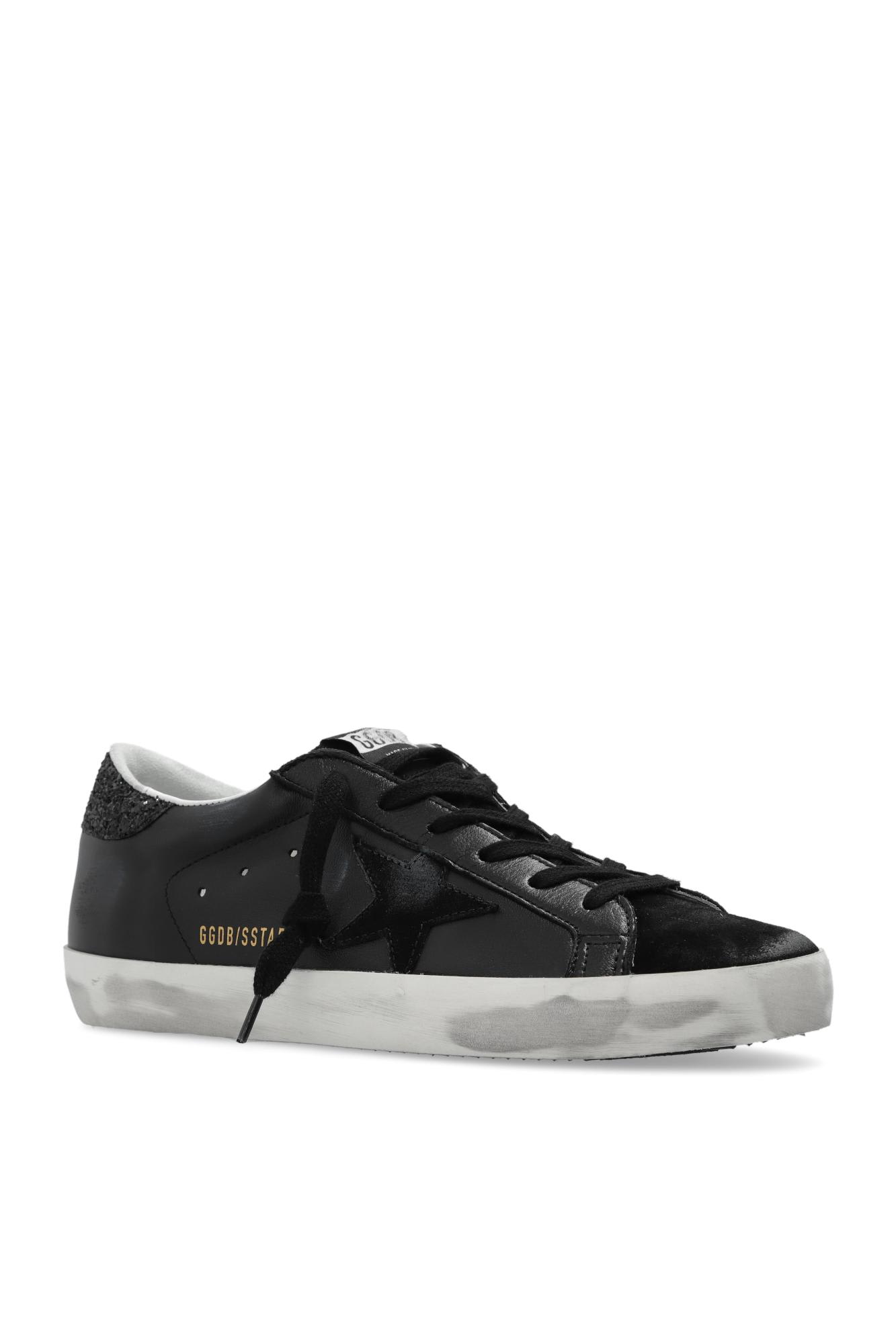 Golden Goose Textured Star Design Sneakers With Sparkling Accents In Black