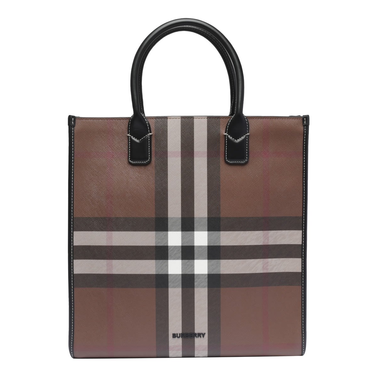 Burberry Exaggerated Check Motif Tote Bag In Brown