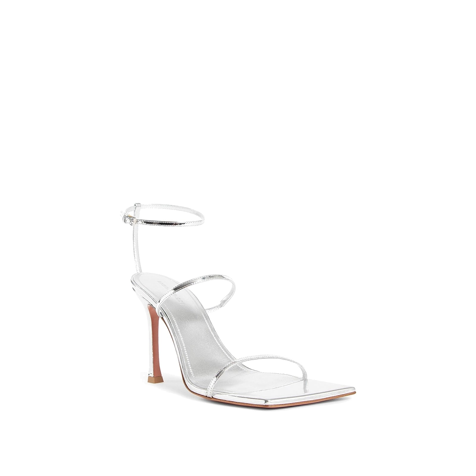 Amina Muaddi Maya 95mm Metallic Leather Sandals In Silver