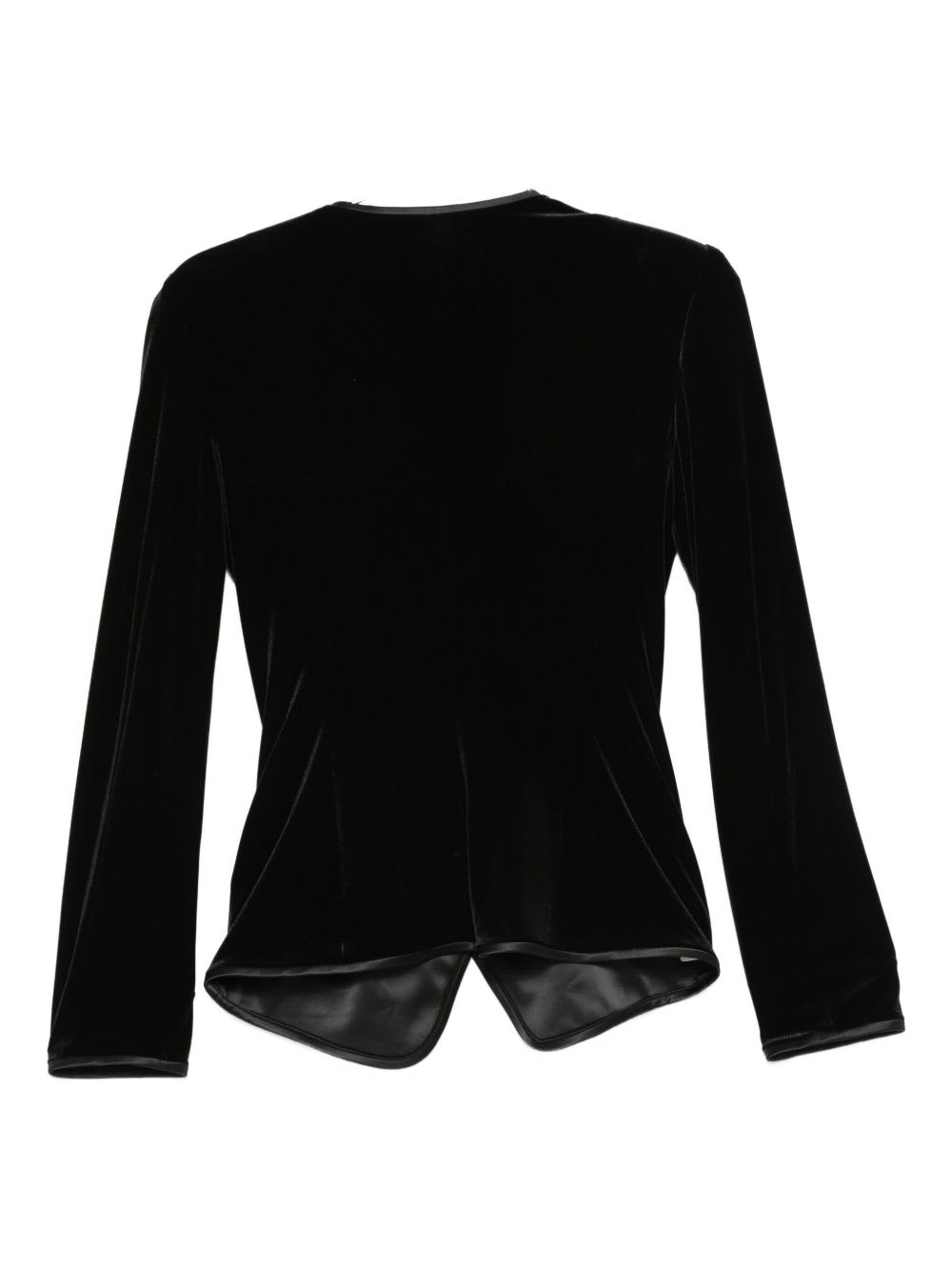 Emporio Armani Asymmetric Velvet Long Sleeve Blazer In Black