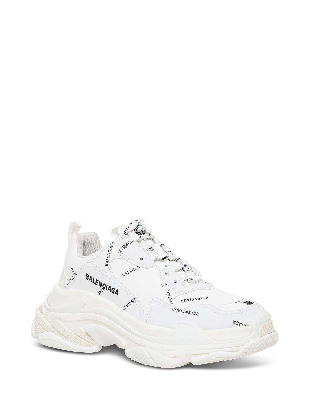 Balenciaga Triple S Sneakers With Allover Logo Print In White