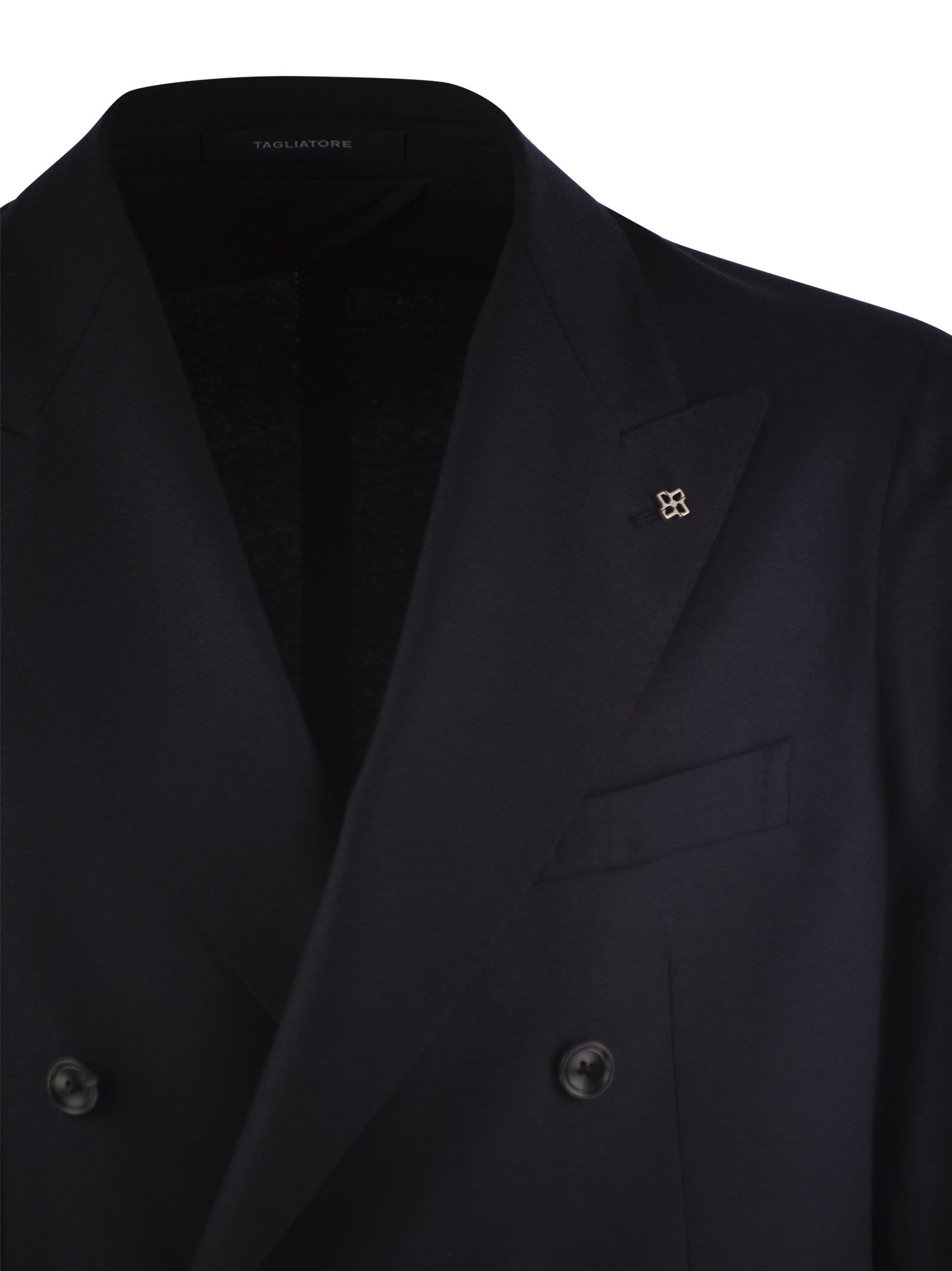 Shop Tagliatore Wool And Cashmere Double-breasted Suit In Blue