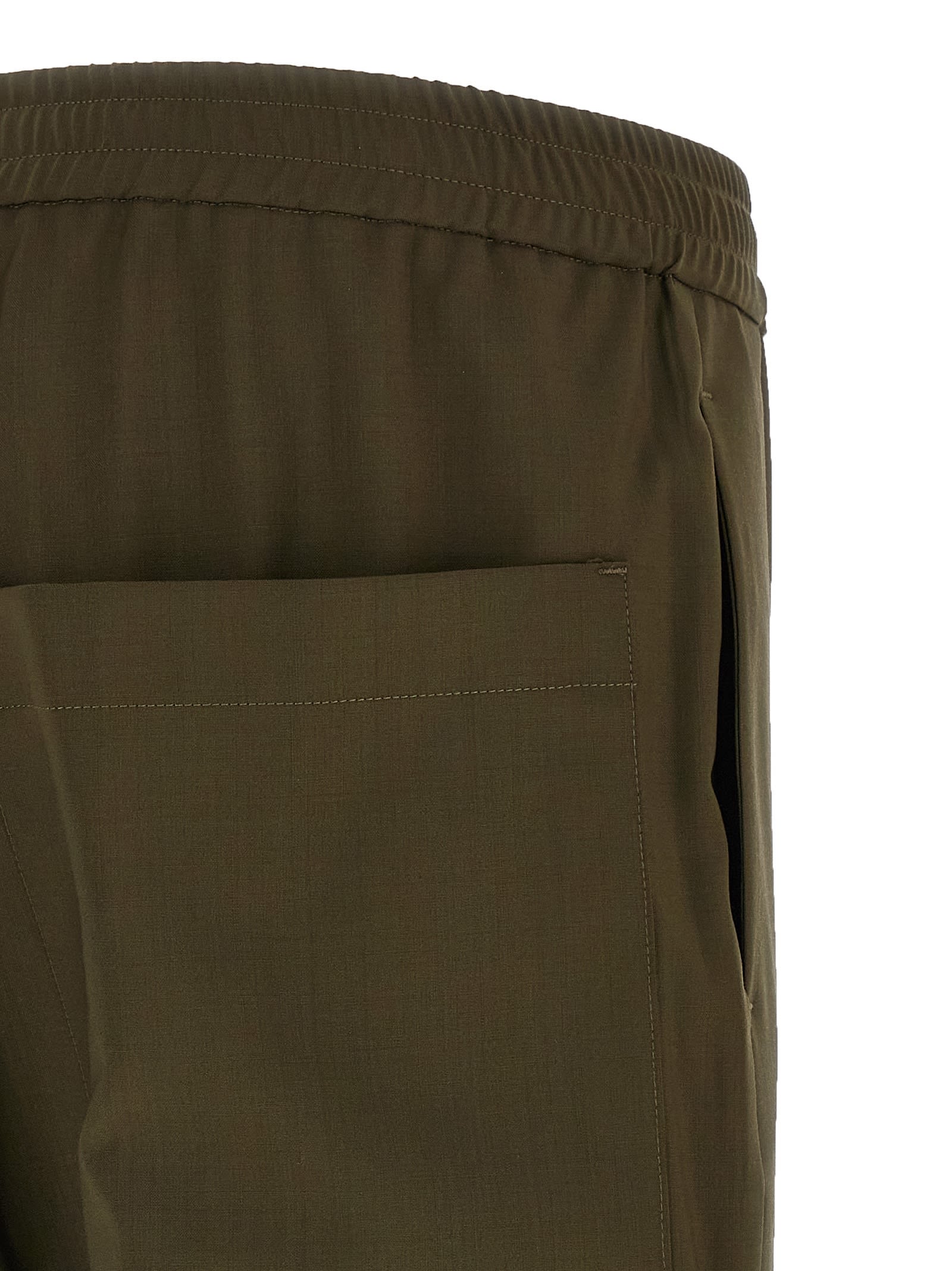 Barena Venezia Straight Leg Elastic Waistband Pants With Back Pockets In Green