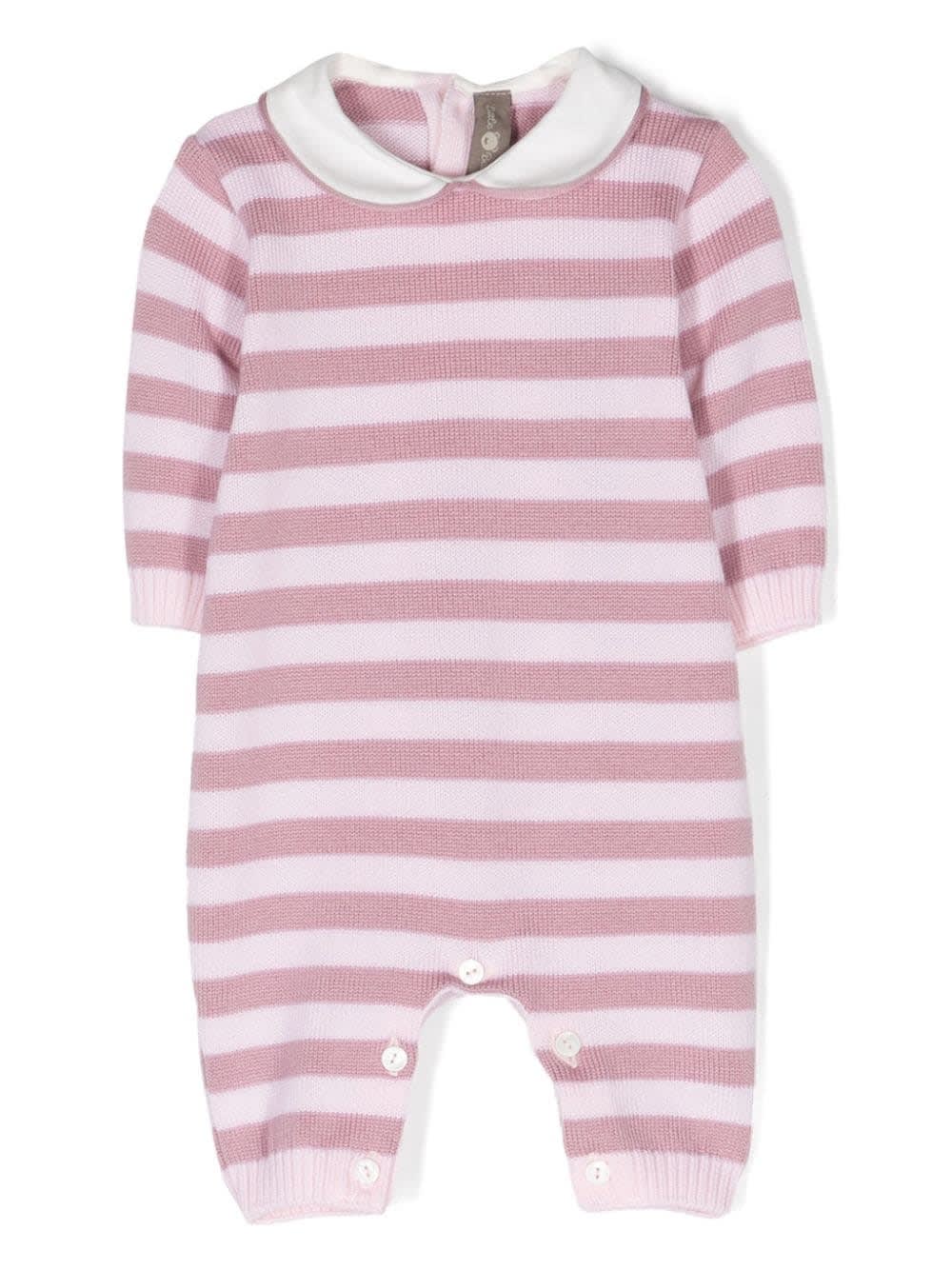 Little Bear Babies' Striped Onesie In Pink