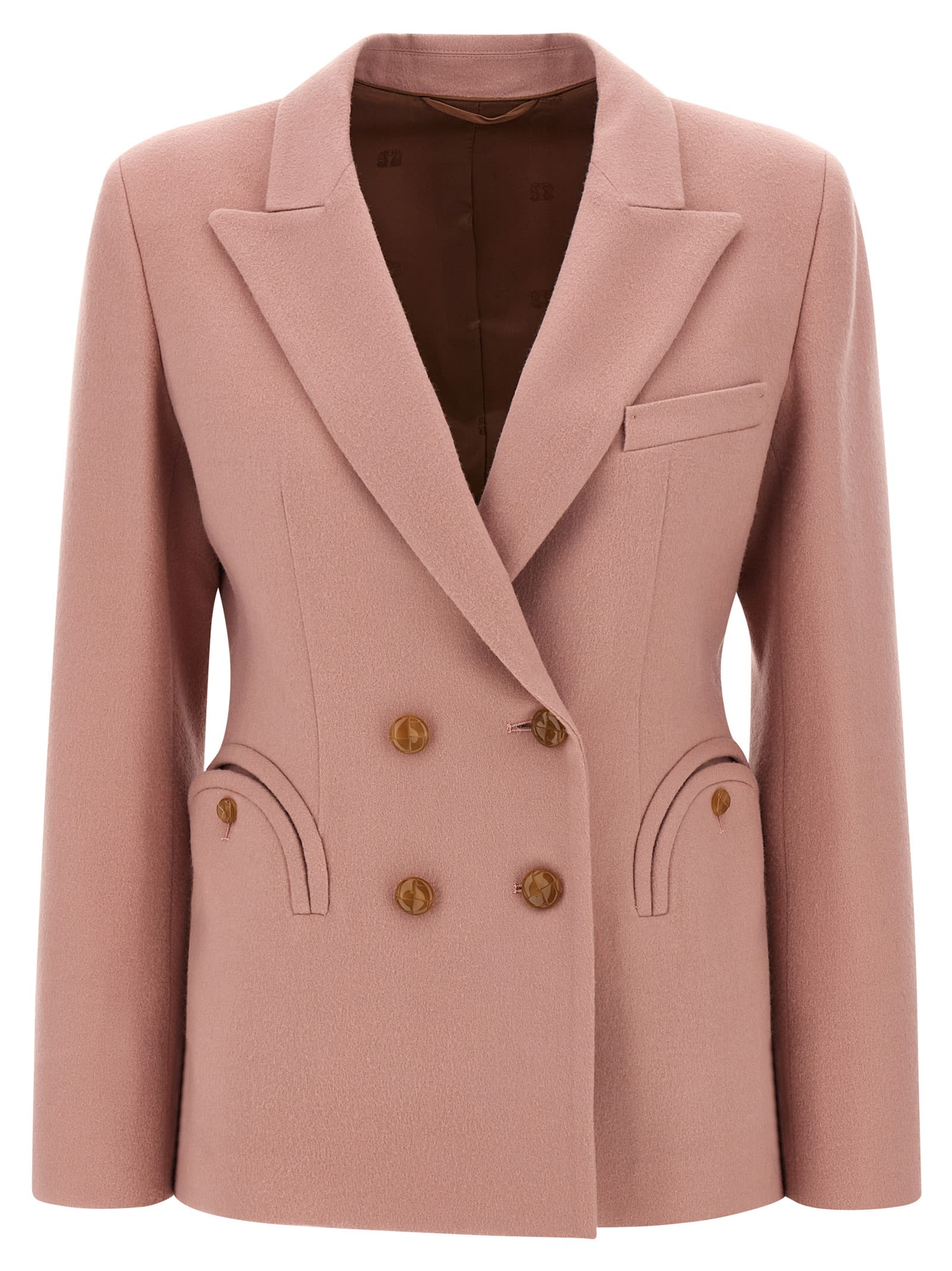 Blazé Milano Double-breasted Round-pockets Blazer In Pink