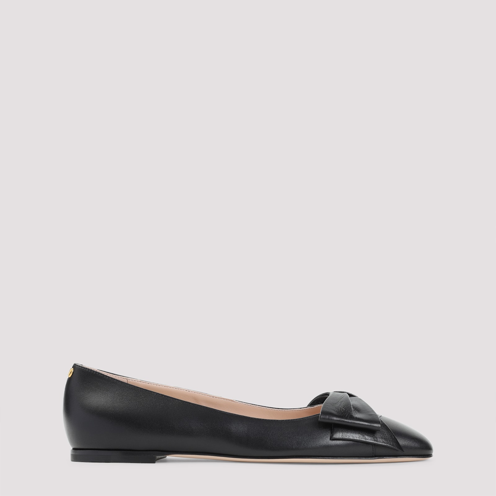 Valentino Leather Ballerinas With Iconic Bow Detail In Black