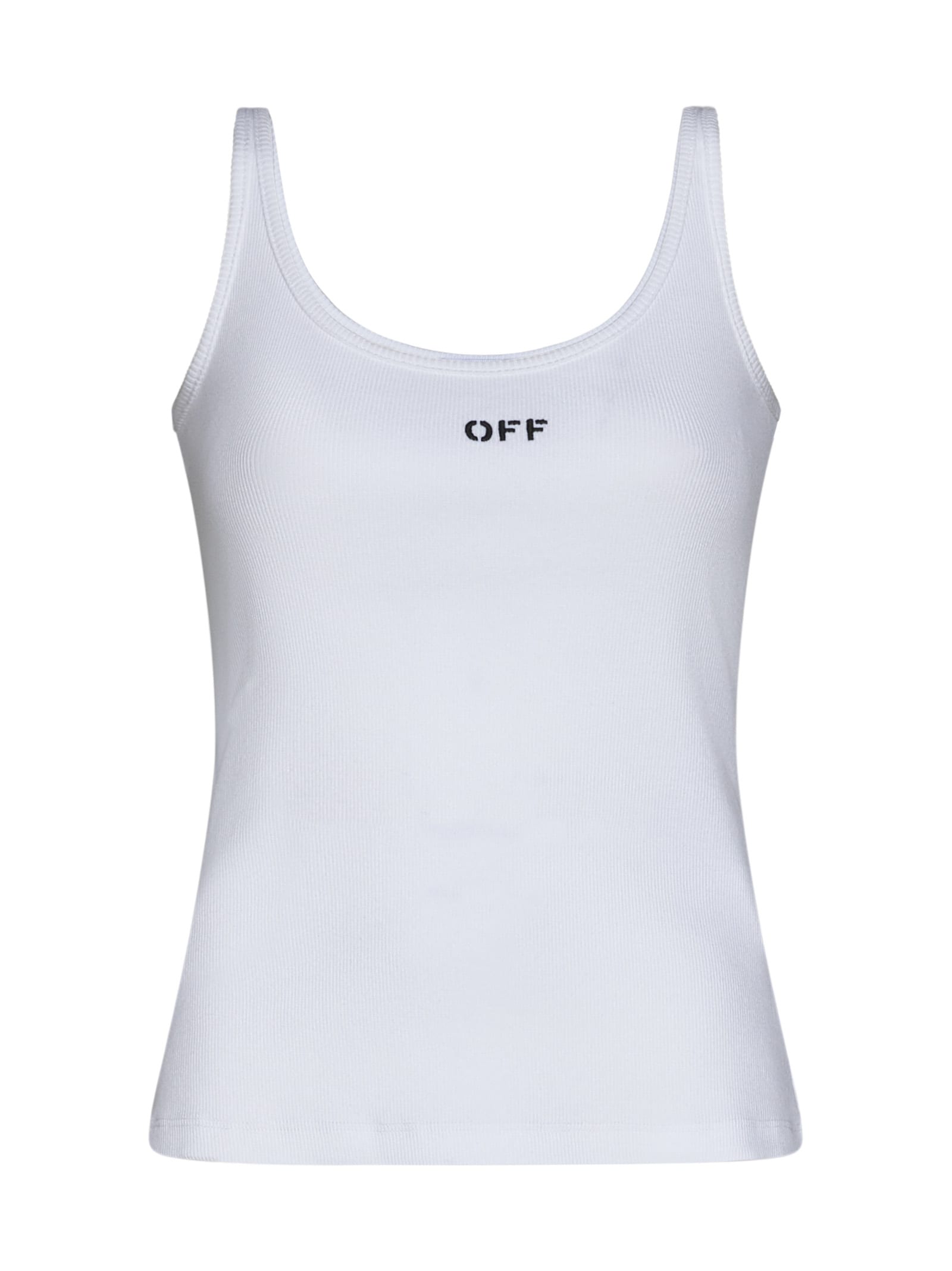 Stretch Cotton Tank Top With Logo