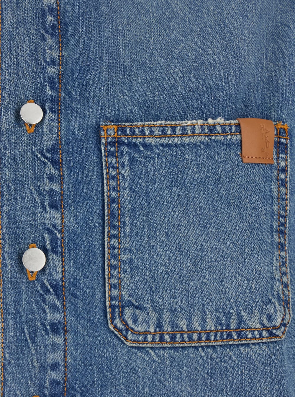 Haikure Olive Blue Crop Shirt With Patch Pocket On The Chest In Denim Woman In Blu