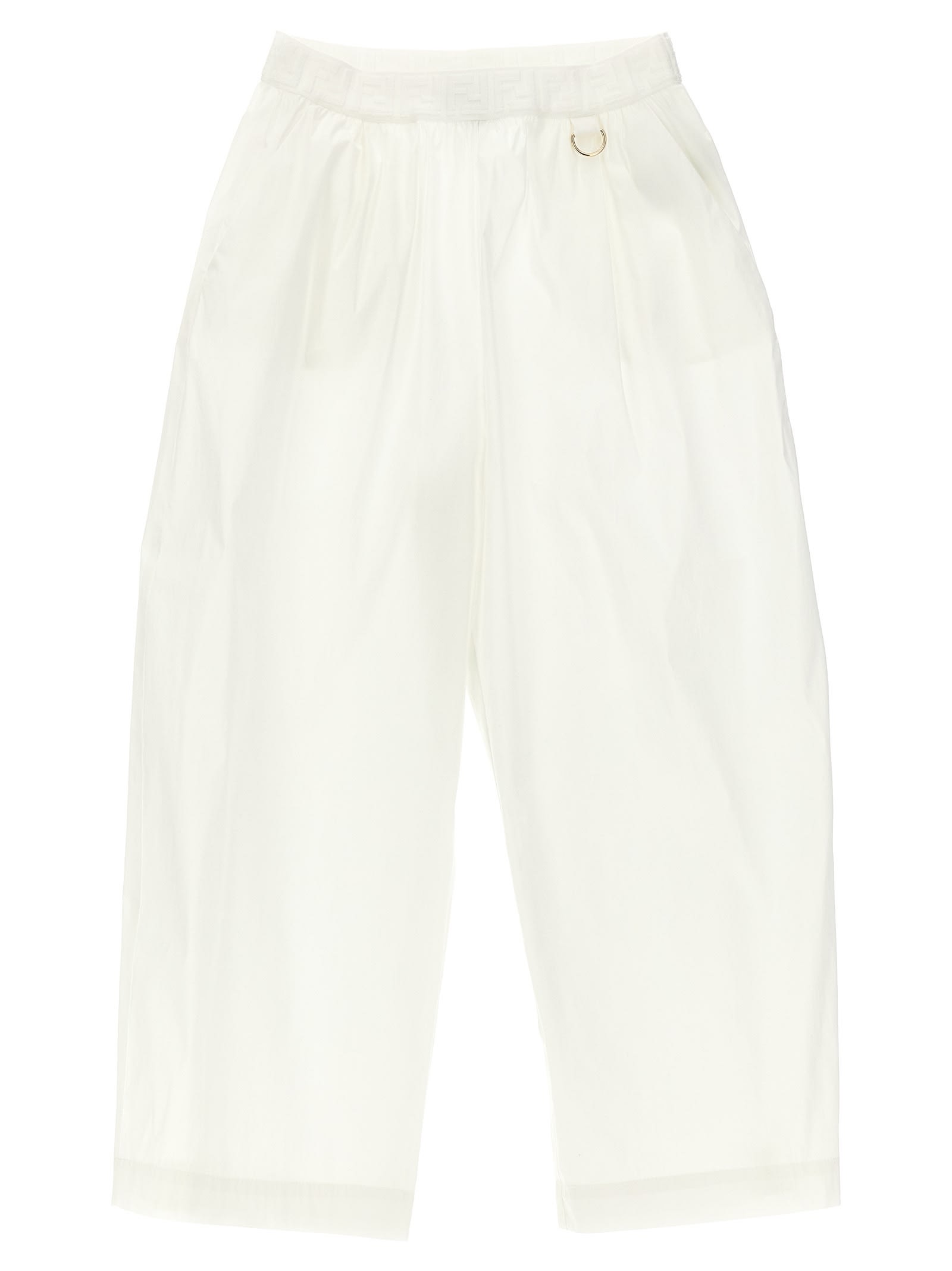 Shop Fendi Logo Elastic Pants In White