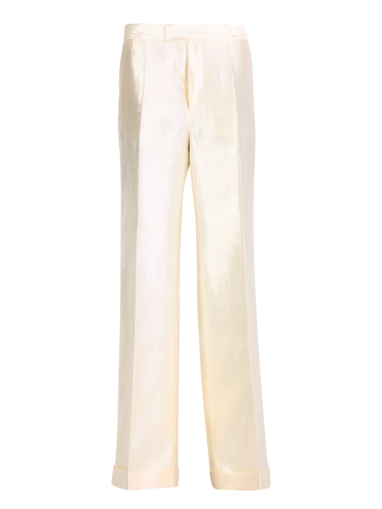 Shop Maison Margiela Silk Trousers In White