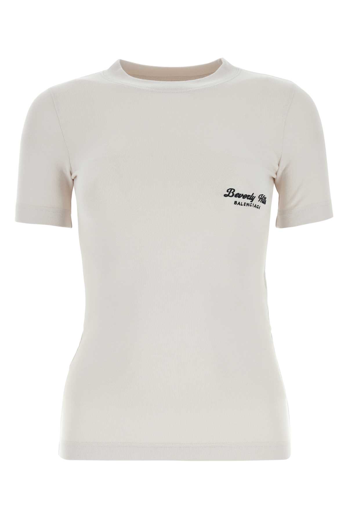 Shop Balenciaga Chalk Cotton T-shirt In Offwhiteblack