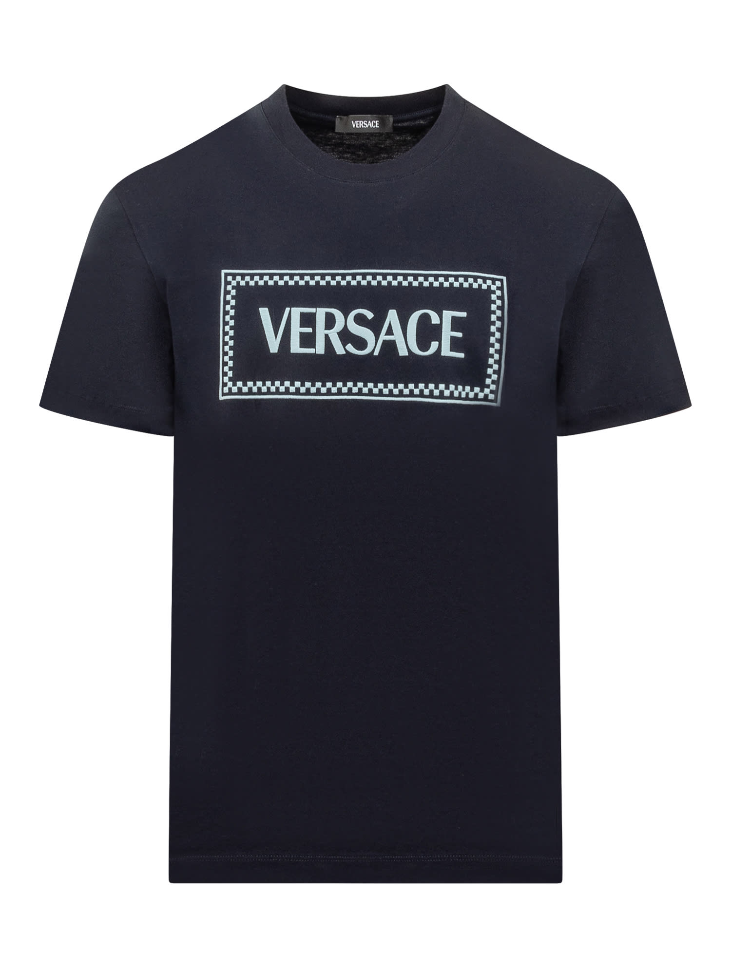 Shop Versace T-shirt In Navy Blue (blue)