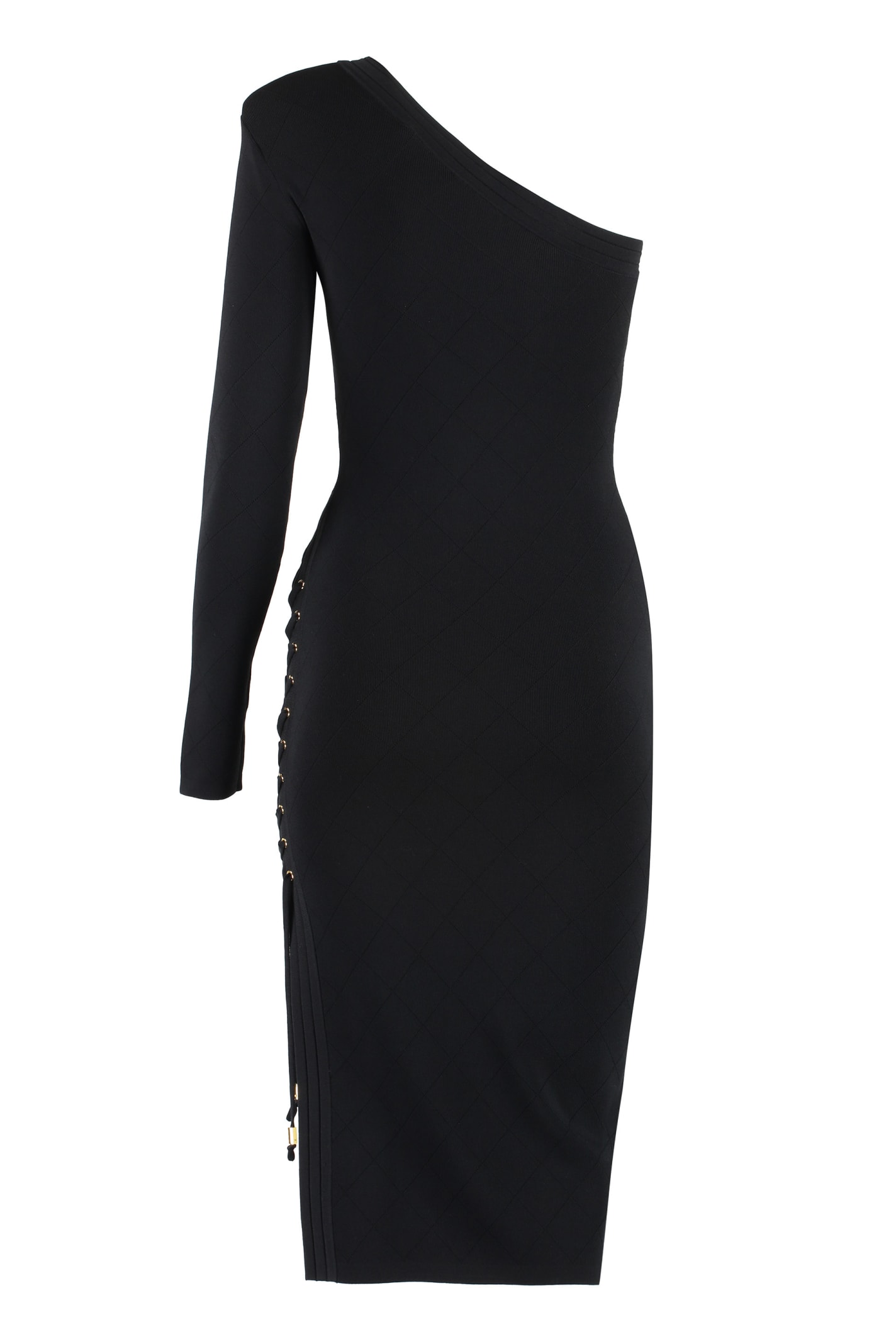 Shop Elisabetta Franchi One Shoulder Dress In Black
