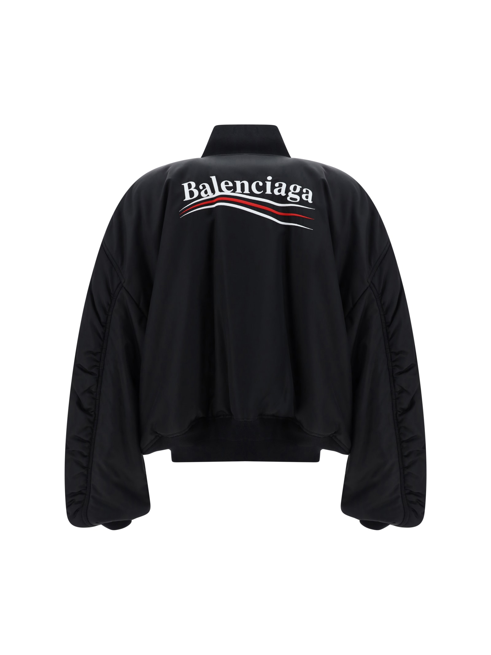 Shop Balenciaga Varsity Bomber Jacket In Black