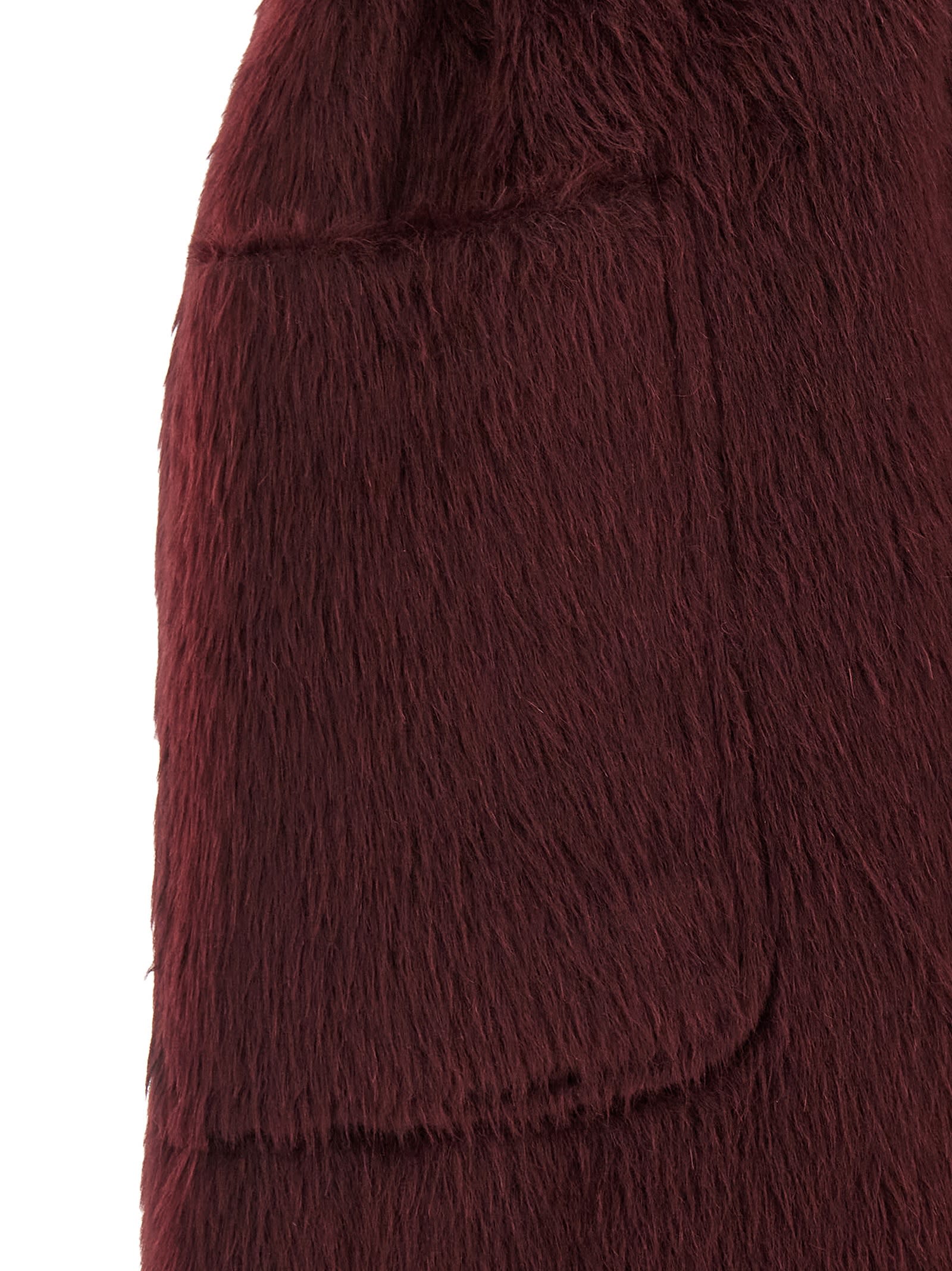 Max Mara Sleeveless Coat With Belted Waist And Pockets In Burgundy