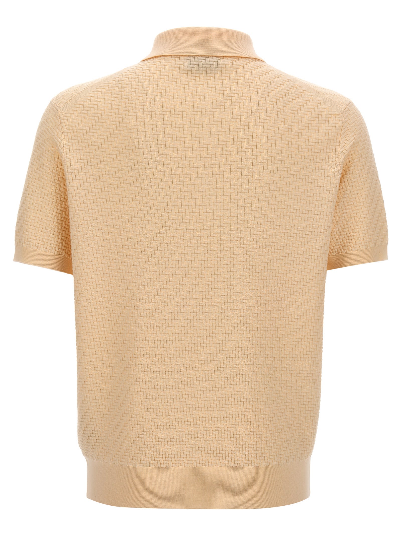 Shop Brioni Woven Knit Polo Shirt In Neutrals
