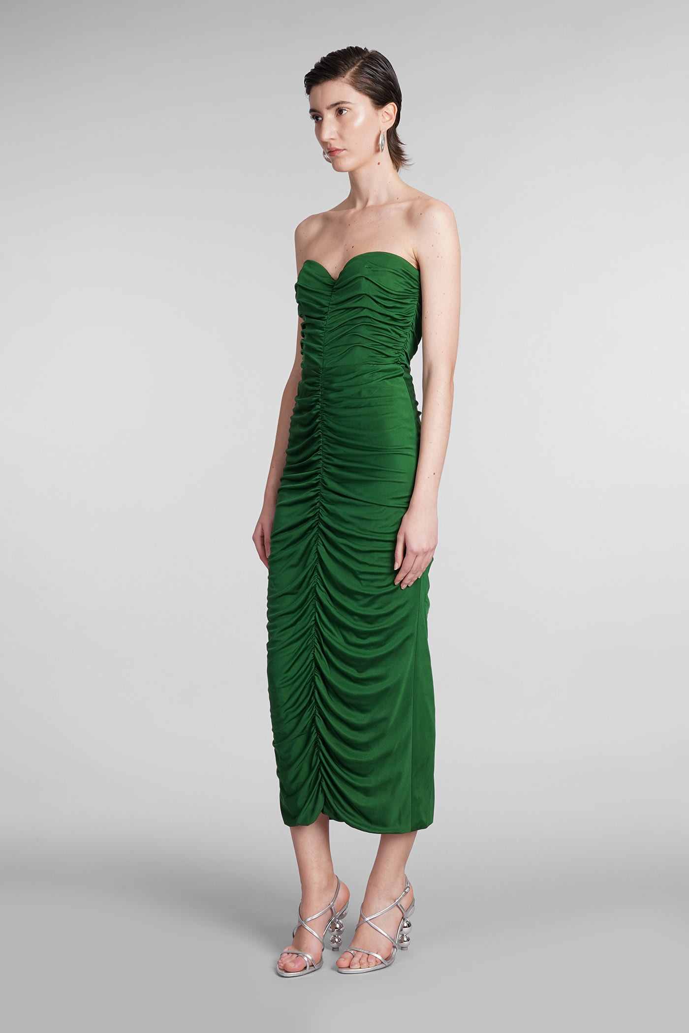 Shop Costarellos Aveline Dress In Green Silk