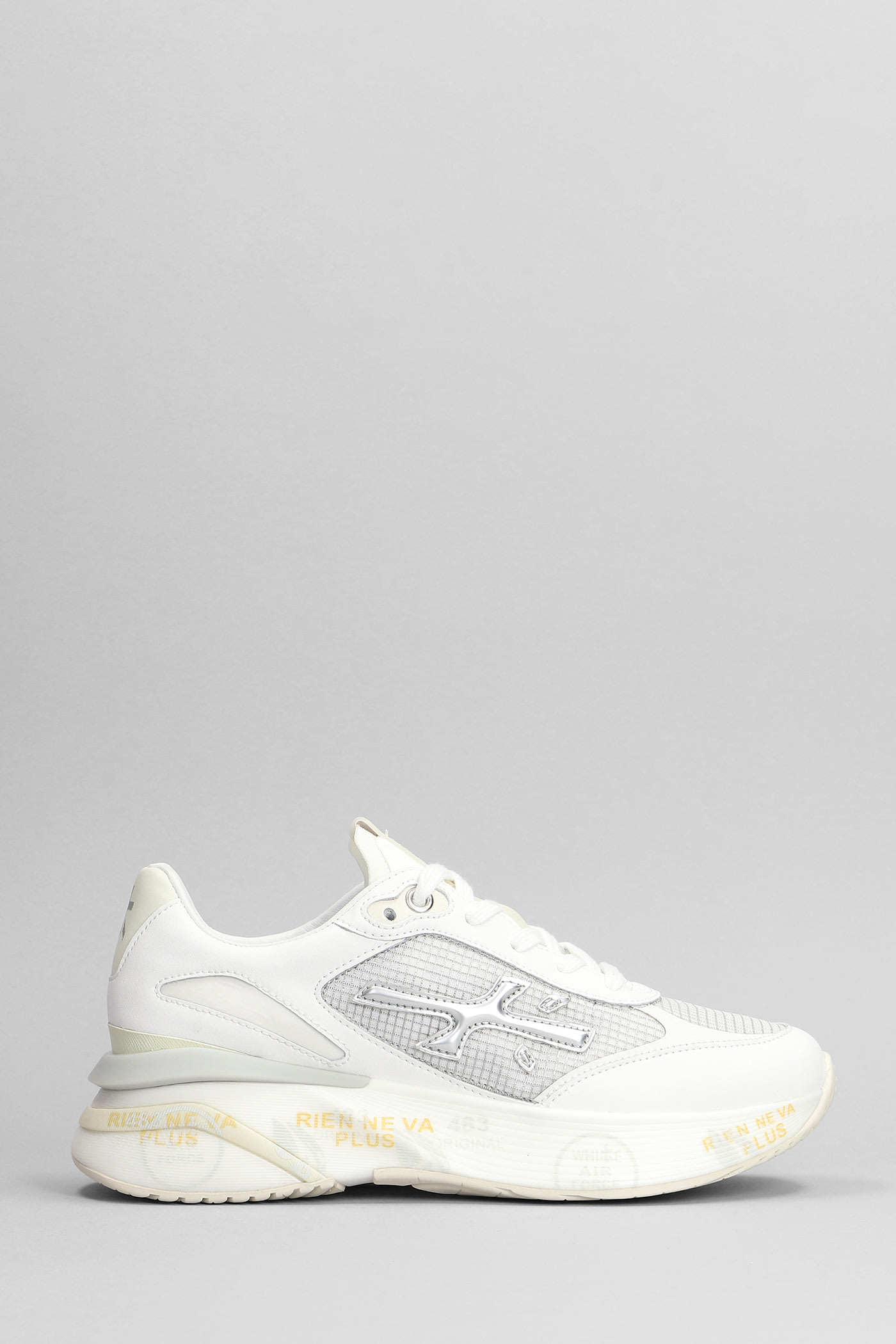 Shop Premiata Moerun Sneakers In White Leather And Fabric