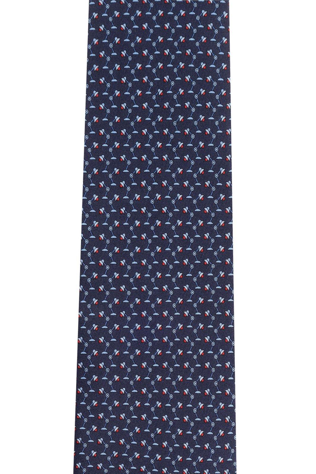 Shop Ferragamo Patterned Tie In Navy