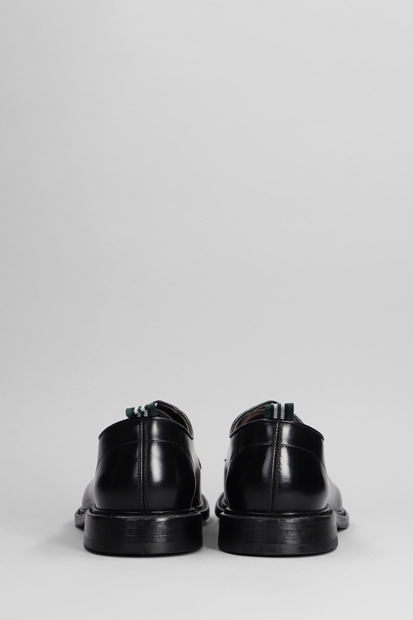 Shop Green George Lace Up Shoes In Black Leather