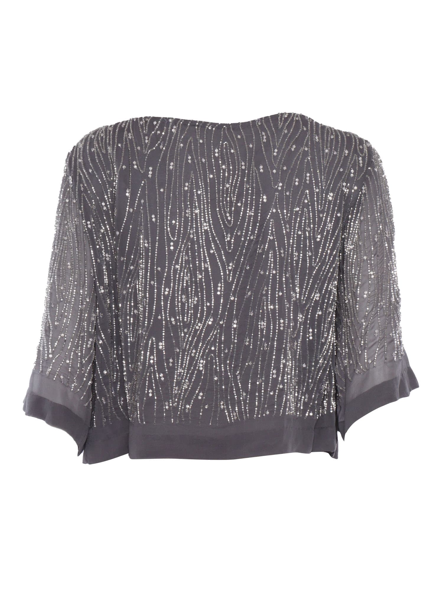 Shop P.a.r.o.s.h Gray Blouse With Paillettes In Grey