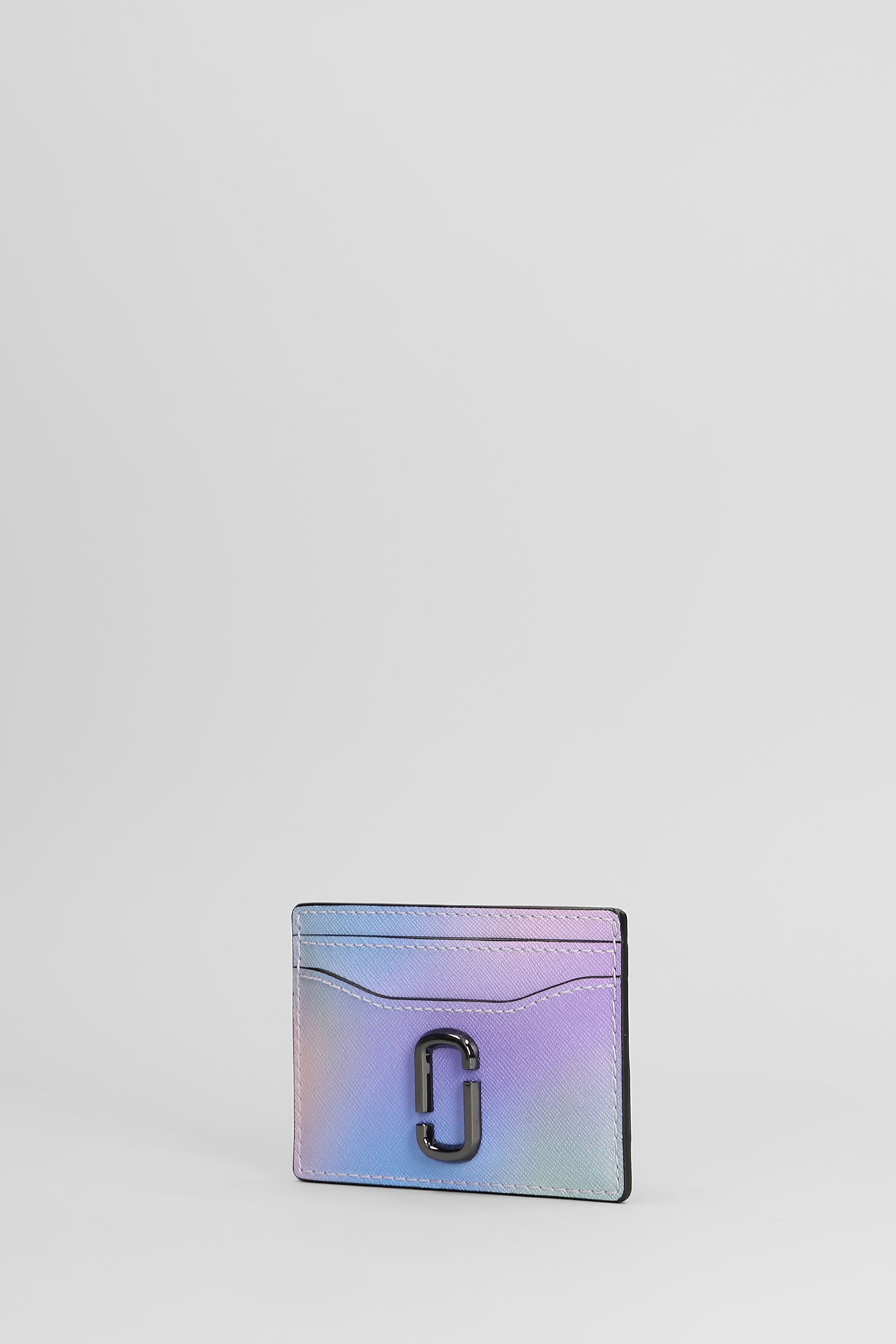 Marc Jacobs The Card Case Wallet In Multicolor Leather In Purple