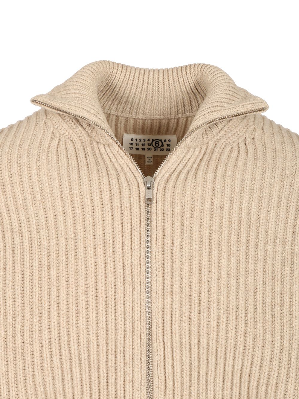 Mm6 Maison Margiela Wool Blend Knitted Jacket Jackets Beige In Neutral