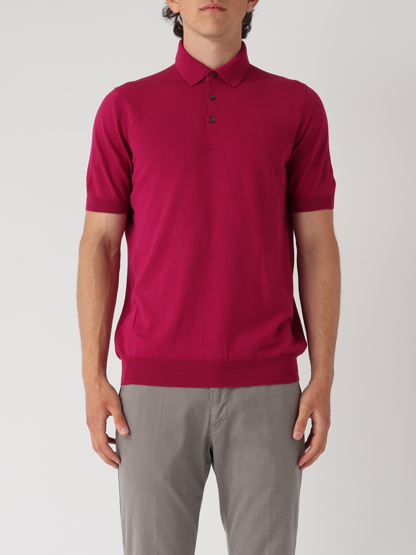 Gran Sasso Tennis M/m Polo In Pink