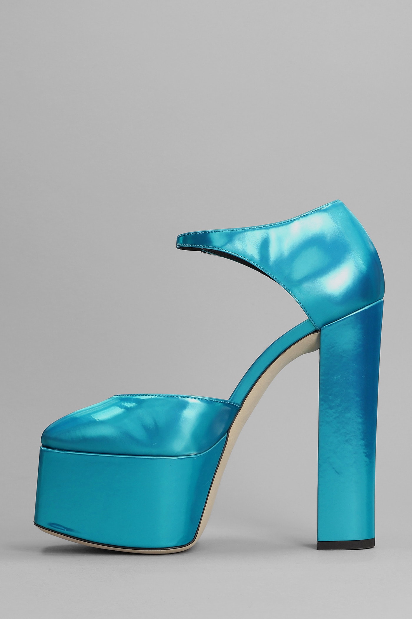 Shop Giuseppe Zanotti Bebe Sandals In Cyan Leather In Light Blue