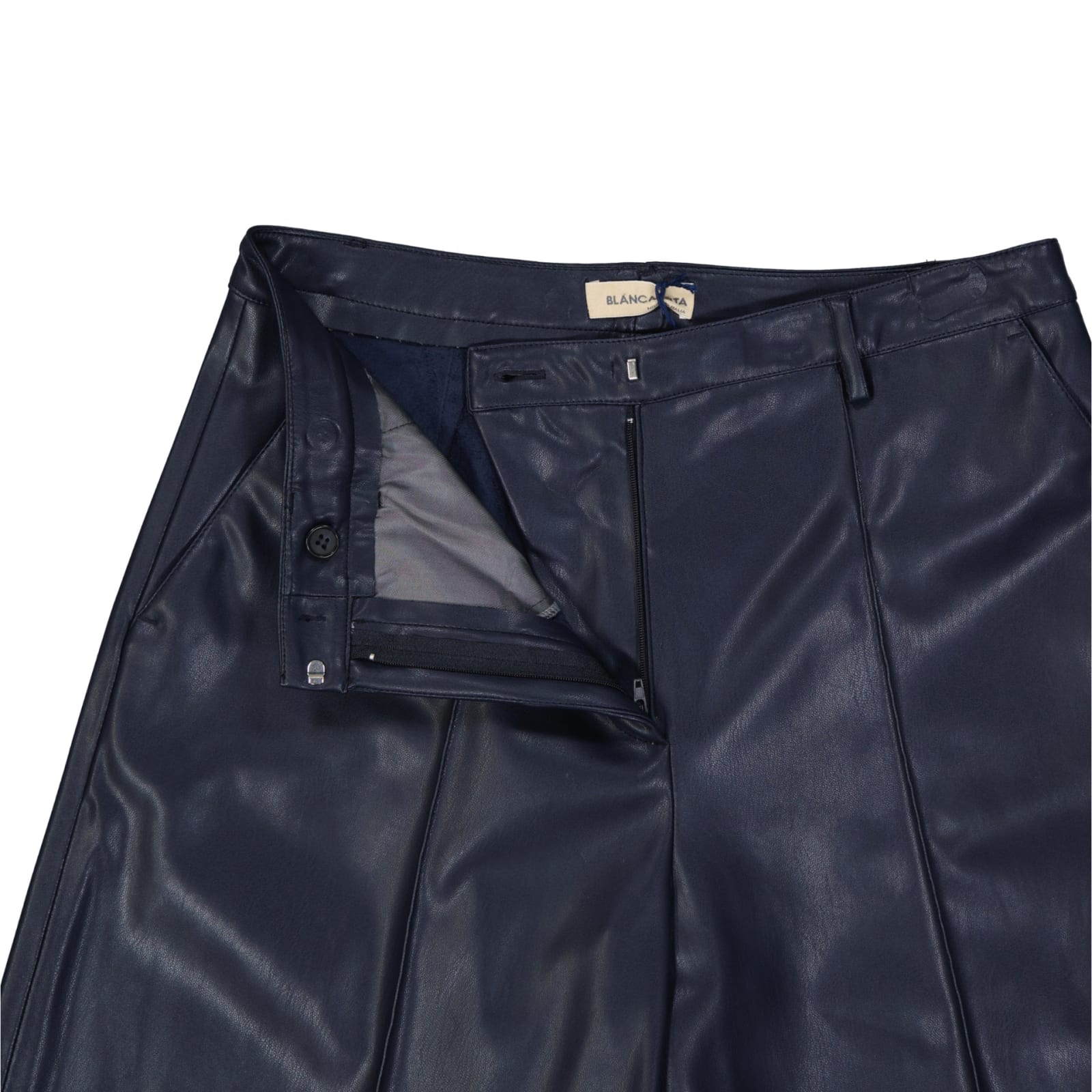 Shop Blanca Vita Faux Leather Shorts In Blue